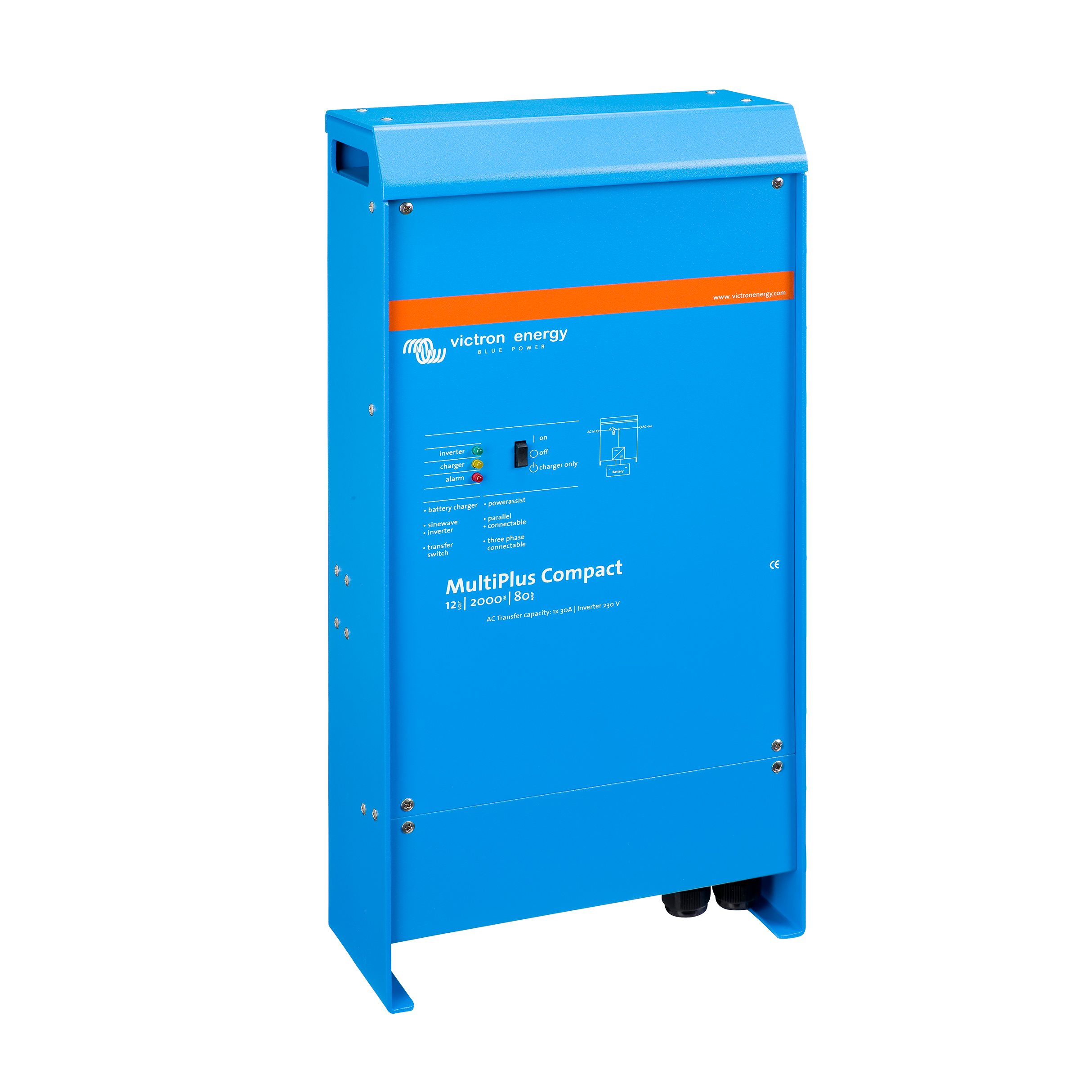 Victron Energy MultiPlus Compact 12/2000/80 50A 120V Inverter Charger with VE.Bus Technology | UL Certified Pure Sine Wave Power Inverter | Perfect for RVs, Boats & Off-Grid Solar Systems | Model CMP122200102