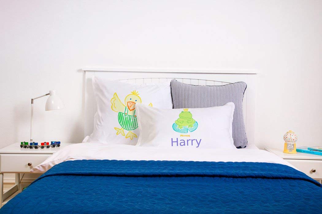 Personalized Prince Frog Kids Pillowcase for Boys - Hypoallergenic, Breathable, Anti-Wrinkle White Pillow Cover - 20x30 Standard Queen Size - Perfect for Bedroom, Nursery, and Travel