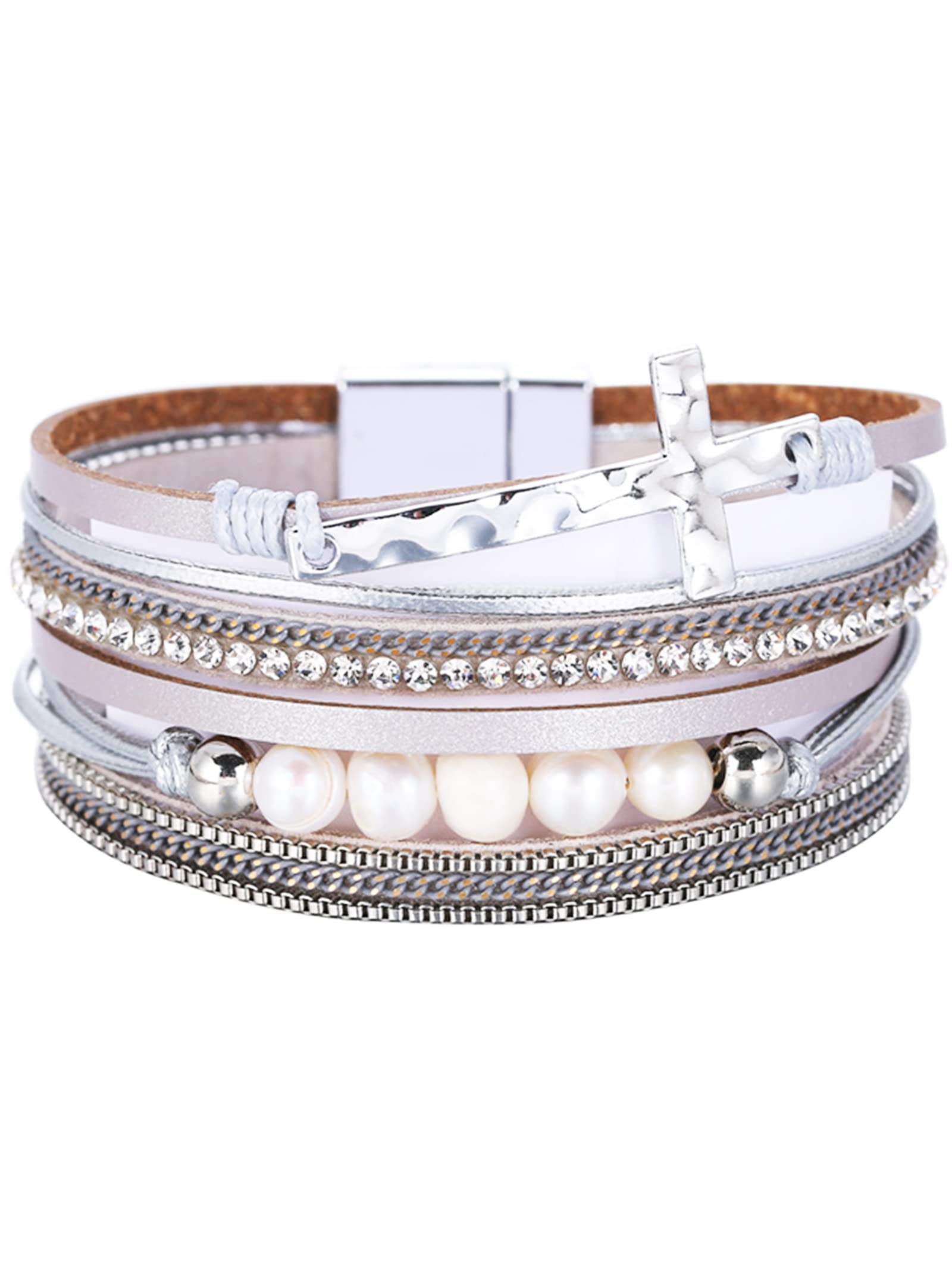 Trendy Blue Leather Wrap Bracelet for Women - Stackable Multi-Layer Cuff Western Jewelry | Perfect for Boho Fashion, Layered Arm Candy & Everyday Accessories