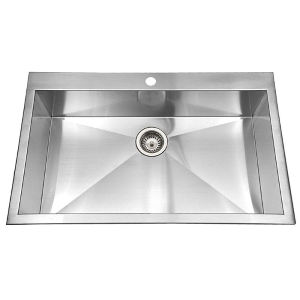 Houzer BLS 3322 Bellus Series Zero Radius Topmount Stainless Steel 1 Hole Large Single Kitchen Sink - Perfect for Modern Home Cooking & Dishwashing