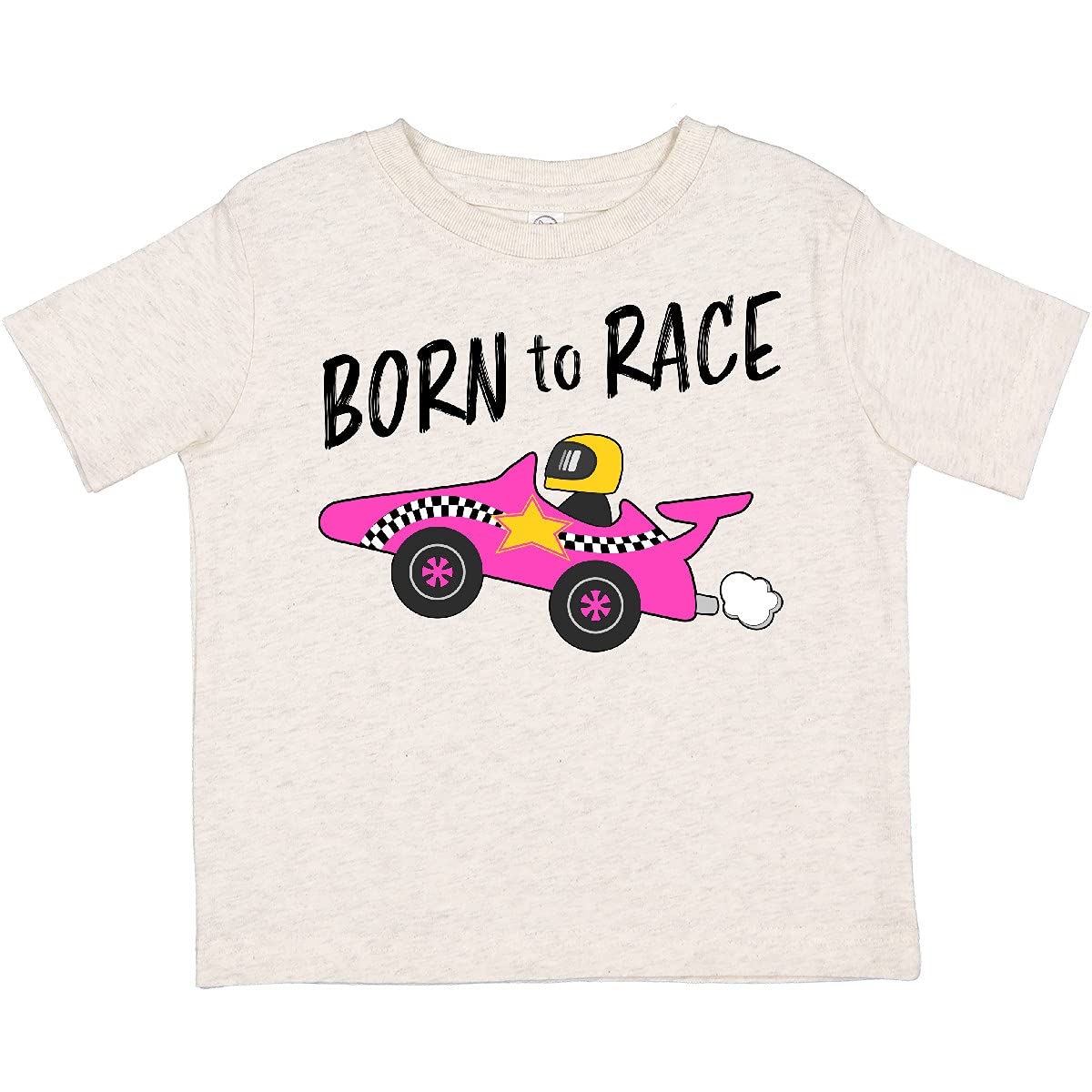 Inktastic Born to Race Pink Race Car Toddler T-Shirt - Cute Toddler Outfit for Boys & Girls, Birthday Gift, Playdate & Racing Theme Party