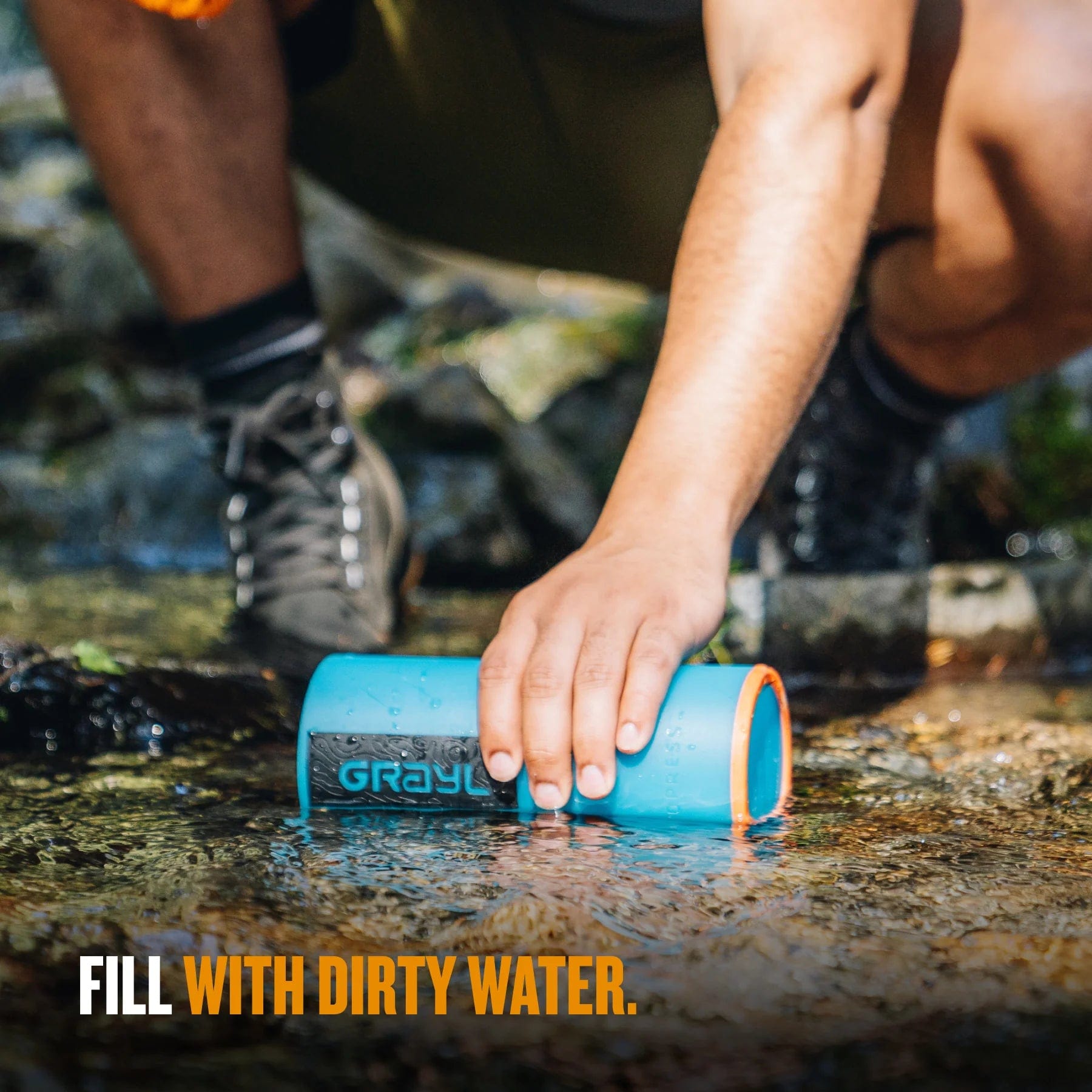 GRAYL GeoPress 24oz Water Purifier Bottle - Portable Filter for Hiking, Camping & Travel - Nature-Inspired Design