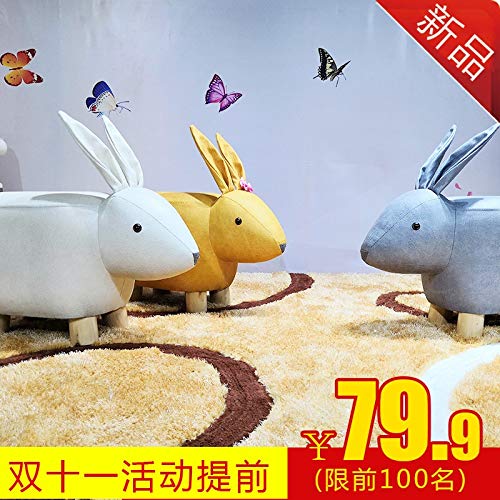 Ottomans Footstools - Rabbit Tattoo Ottoman Footstool, Creative Fashion Home Coffee Table & Shoe Bench, Cartoon Solid Wood Animal Stool (Golden Yellow) - Perfect for Living Room, Bedroom & Nursery Decor