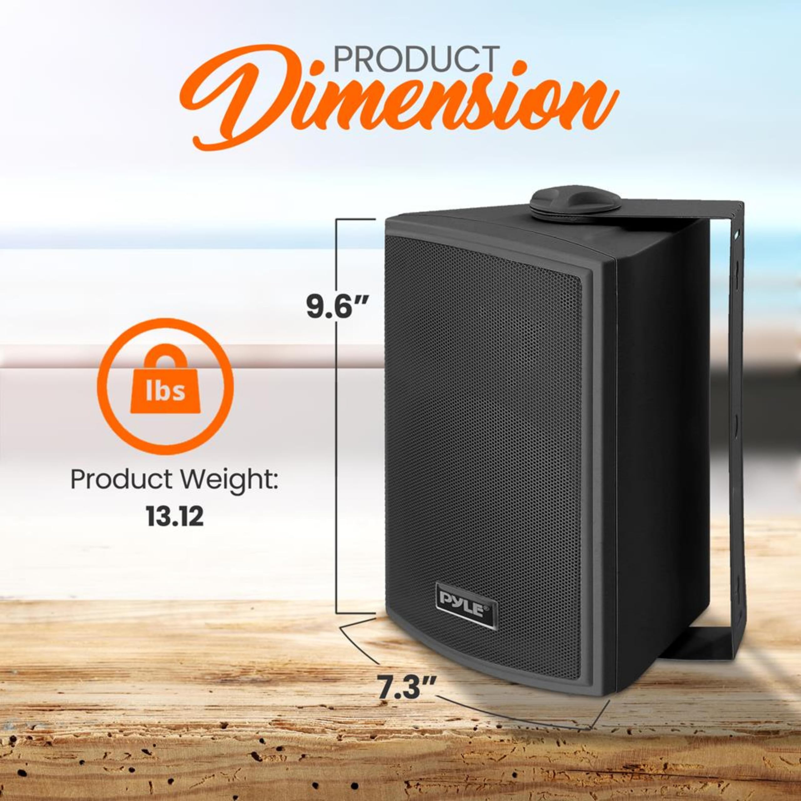 Pyle PDWR52BTBK 5.25 Inch Waterproof Wall Mount Bluetooth Speaker System - Indoor/Outdoor Wireless Stereo Sound Set with AUX Input (Black) - Perfect for Patio, Poolside, Garage and Backyard Entertainment
