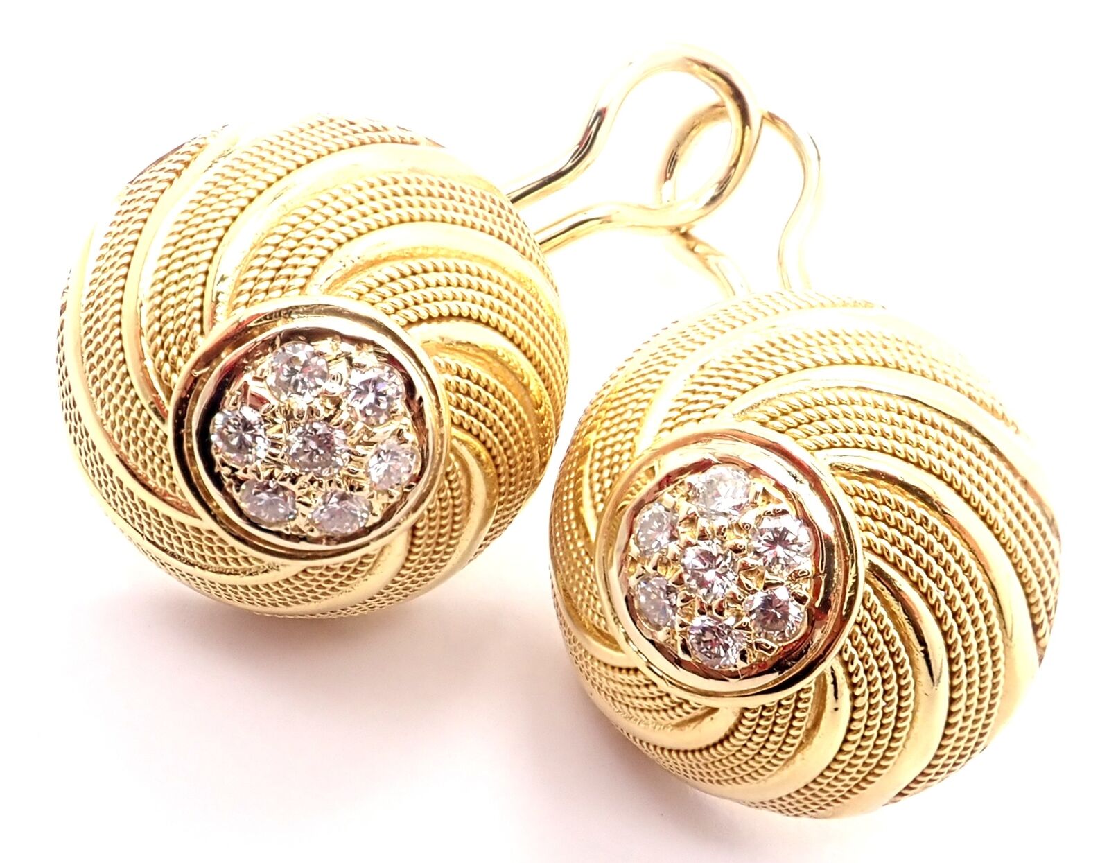 Authentic Tiffany & Co 18k Yellow Gold Diamond Earrings - Luxury Gift for Women, Anniversary & Special Occasions