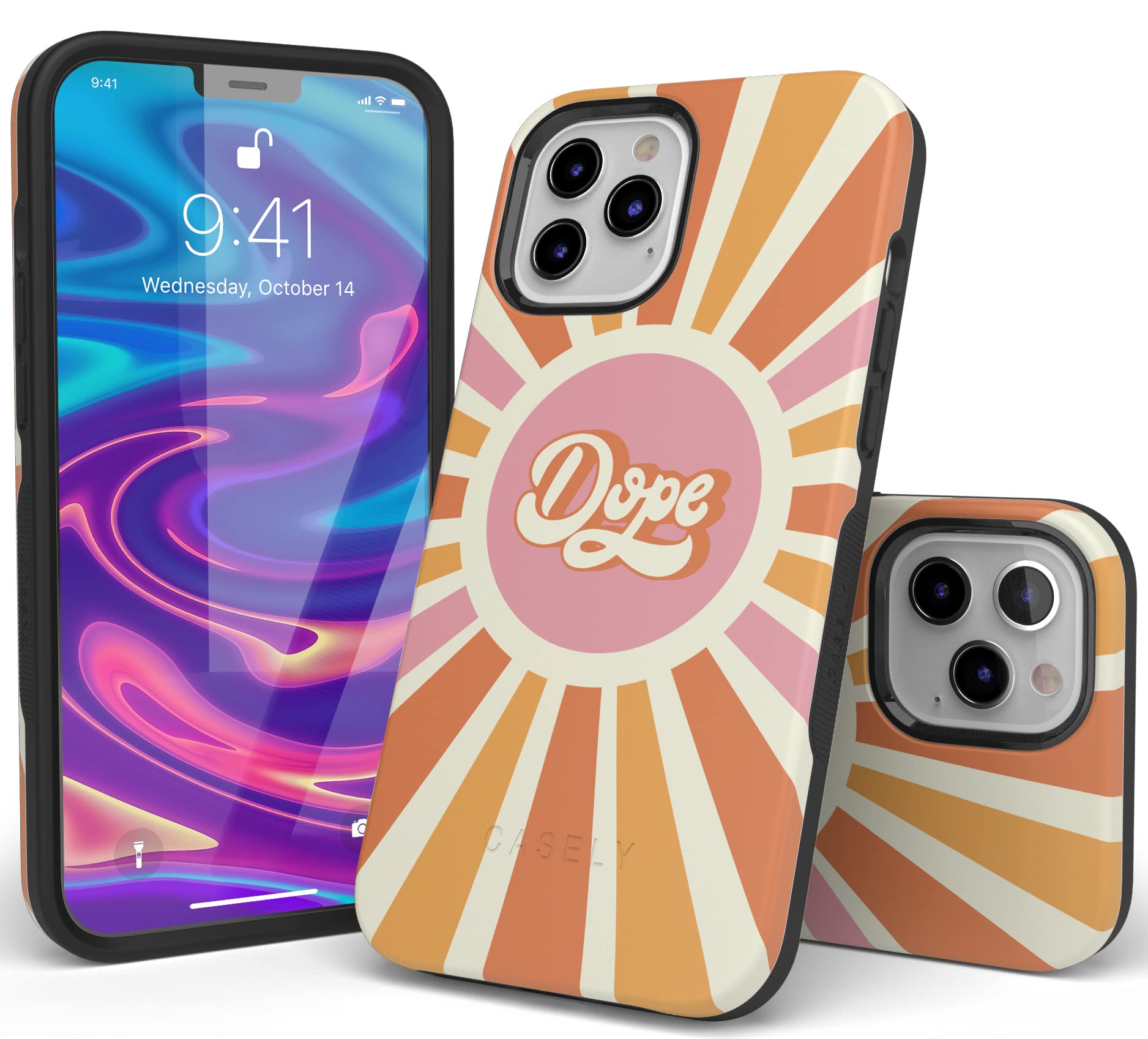 Casely iPhone 11 Pro Max Case - Retro Sun Colorblock Protective Phone Cover | Shockproof & Slim Design | Perfect for Everyday Use, Travel & Outdoor Activities