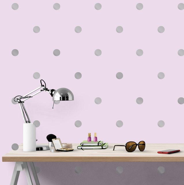 Silver Wall Dot Decals - Self-Adhesive Dots for Home Decor, Nursery, Kids Room, Office & Dorm - Removable Wall Stickers for Creative Wall Designs