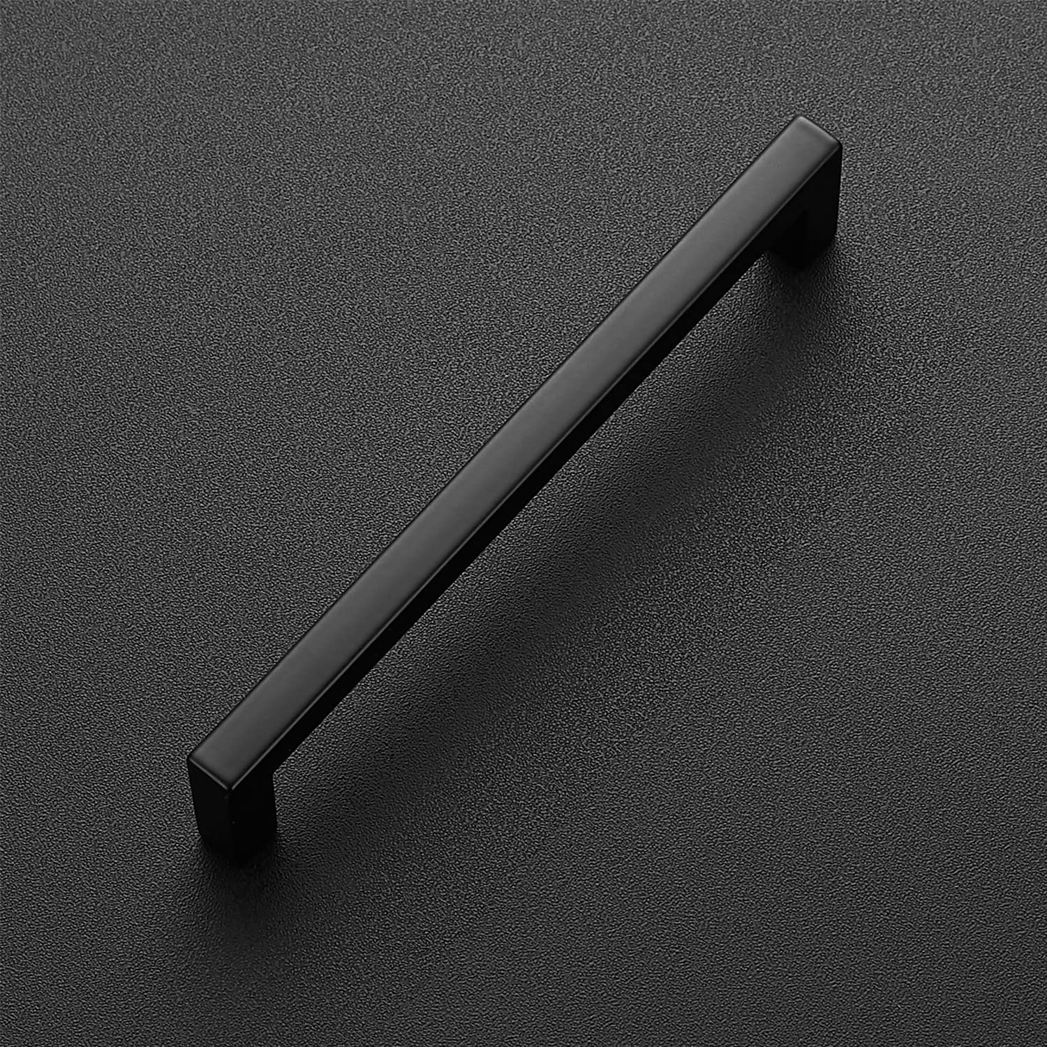 Ravinte 5 Inch Center to Center Slim Square Bar Drawer Pulls - Matte Black Kitchen Cabinet Handles for Modern Cabinets & Dressers (1 Pack) - Perfect for Home Kitchen, Bathroom, Office & Furniture Upgrades