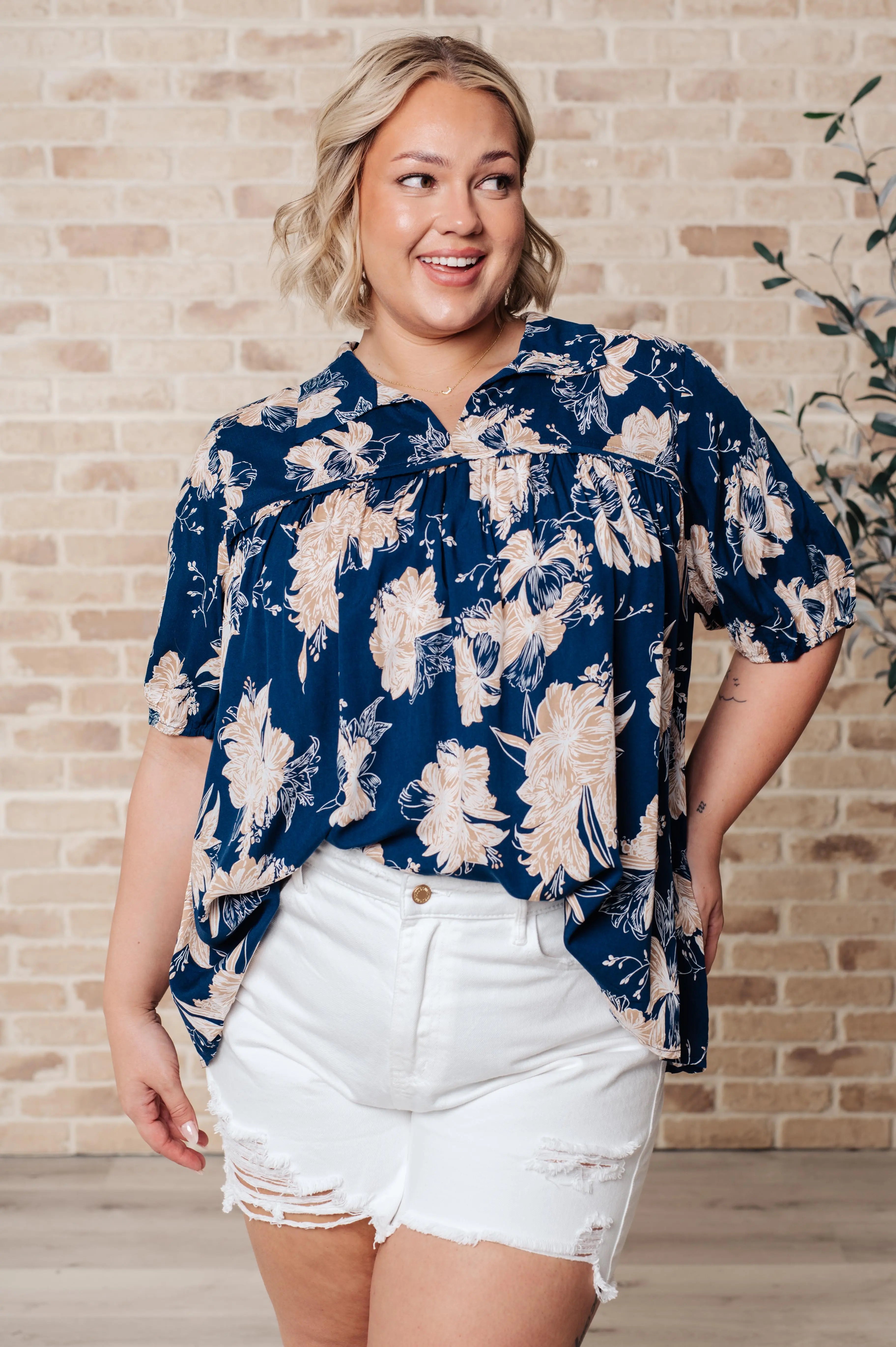 Just Coasting Floral Blouse - Women's Elegant Floral Print Top for Casual Wear, Office & Date Night Outfits | Perfect for Spring & Summer Fashion