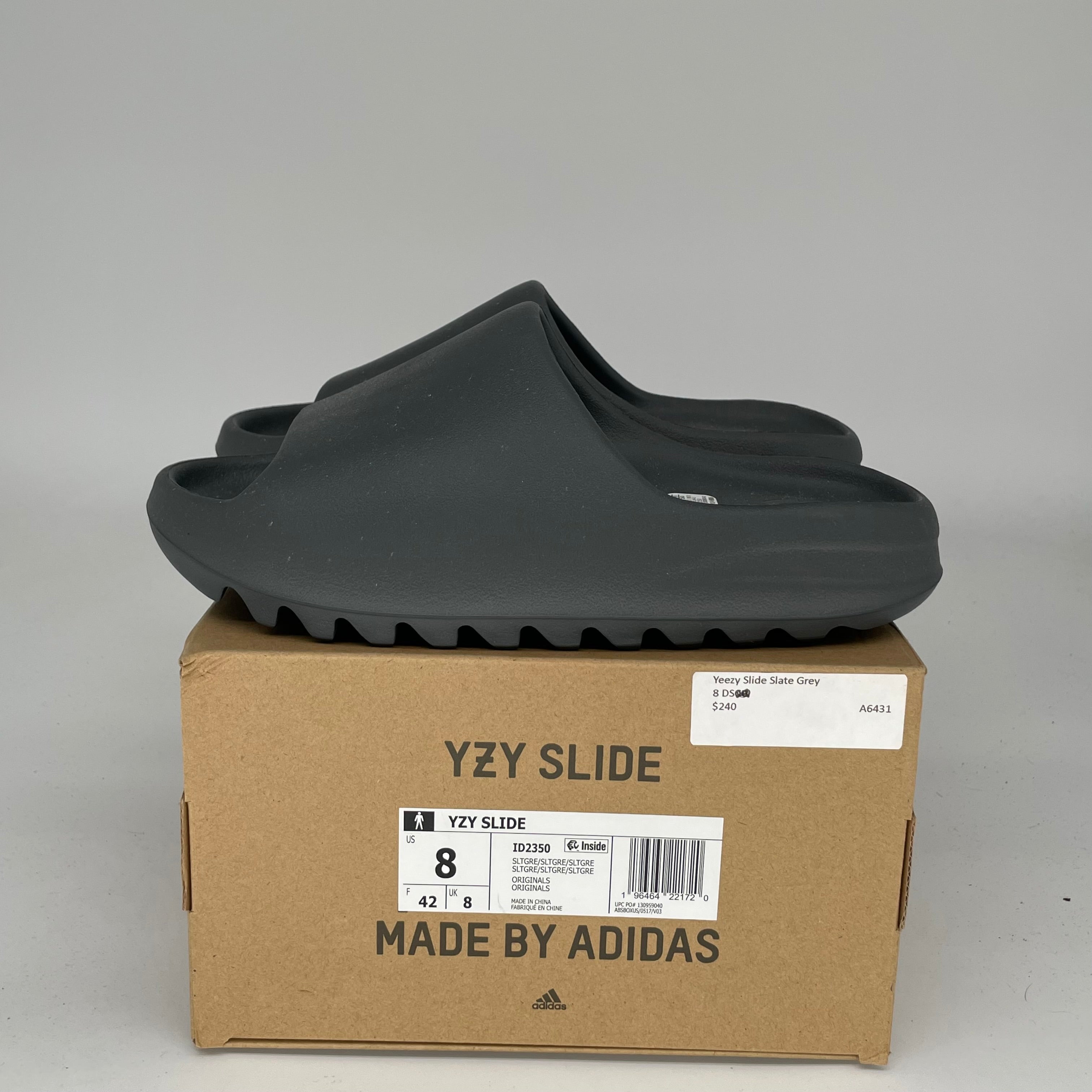 Adidas Yeezy Slide Slate Grey - Men's Size 8 [ID2350] | Comfortable Slides for Beach, Pool & Casual Wear
