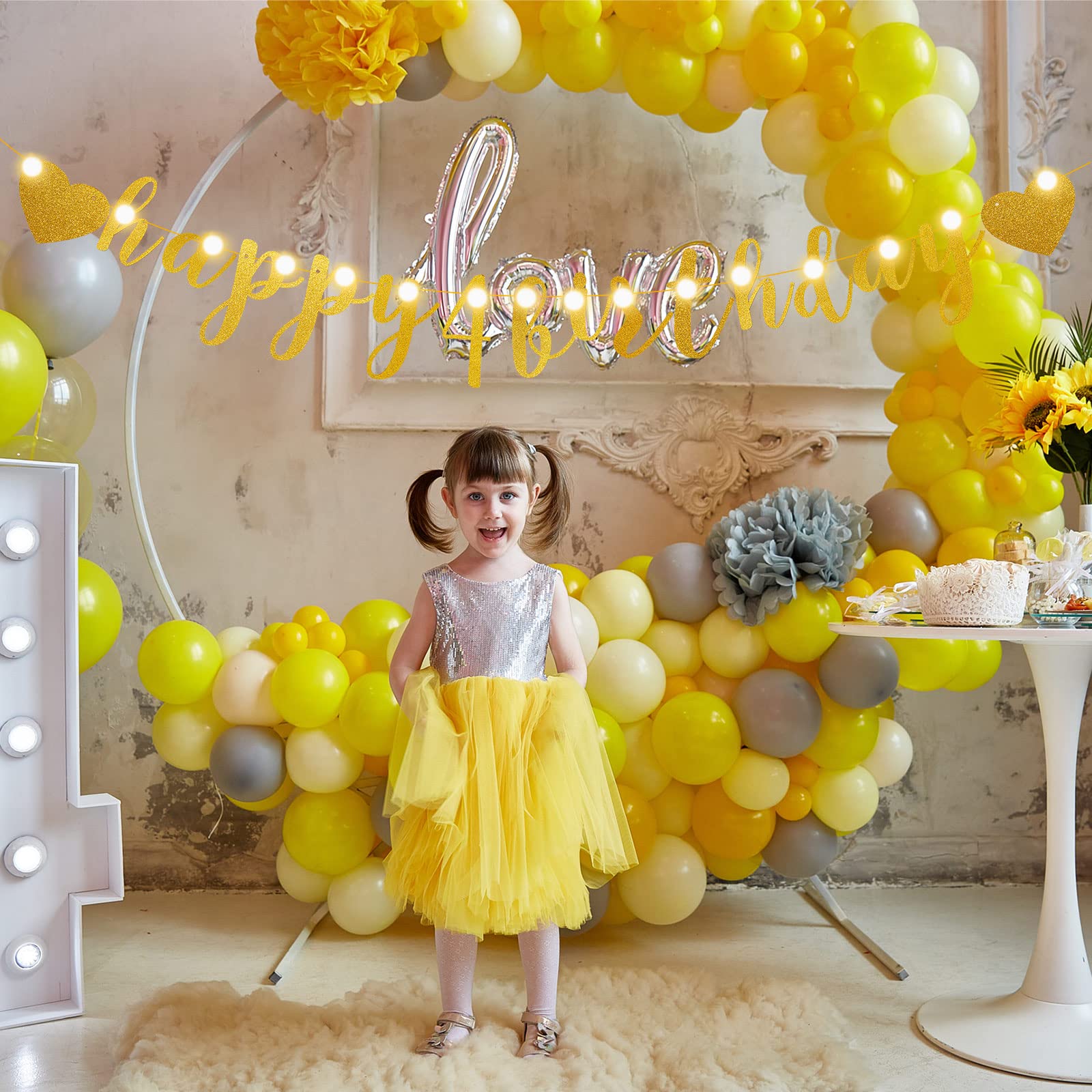 167 Pcs DIY Glitter Banner Kit - Customizable Happy Birthday Letters, Symbols & Numbers with 3 Ropes for Party Decorations (Gold) | Perfect for Birthday, Halloween, Wedding & Christmas Celebrations