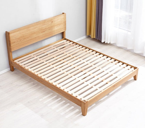 Solid Oak Wood LED Bed Frame with Built-in Lighting - Perfect for Modern Bedrooms, Guest Rooms, and Cozy Home Decor