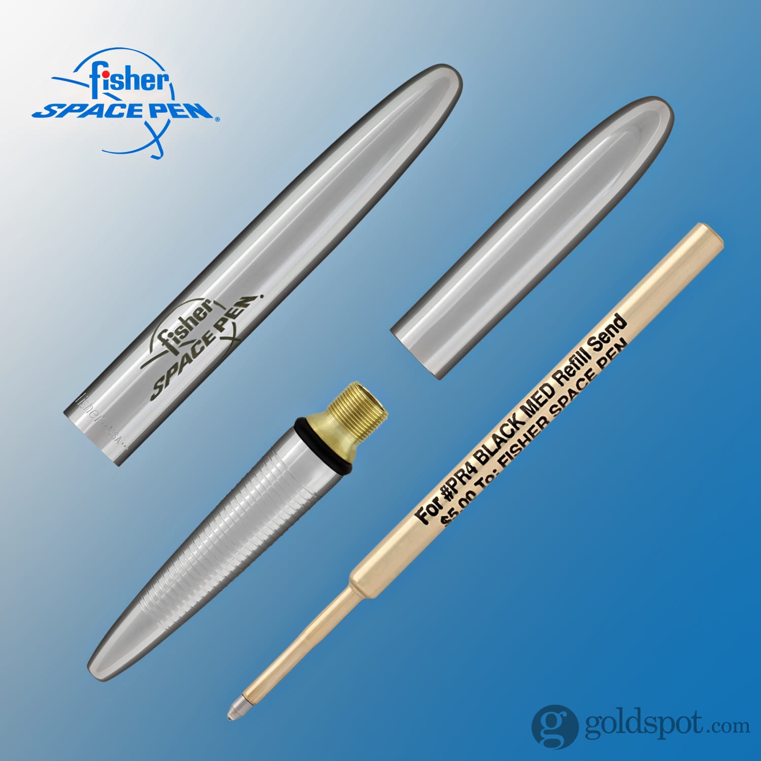 Fisher Space Pen Bullet Ballpoint Pen - Chrome Finish with Logo - Compact & Refillable for Everyday Carry, Travel, and Outdoor Adventures