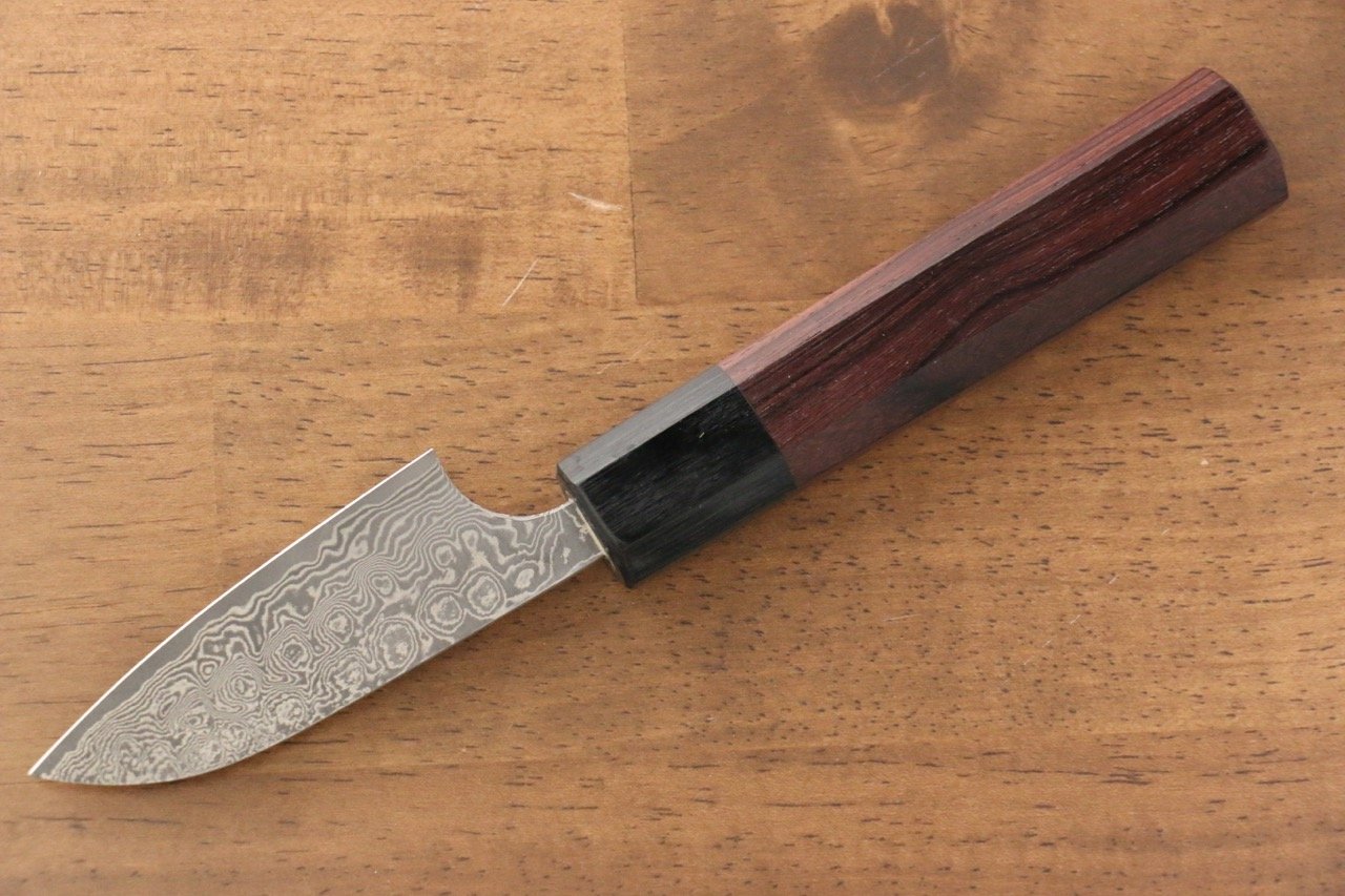 Masakage Kumo VG10 Damascus Petty Utility Knife 75mm - Japanese Shitan Handle - Perfect for Slicing Fruits, Vegetables & Boneless Meat - Ideal for Home Chefs & Professional Kitchens