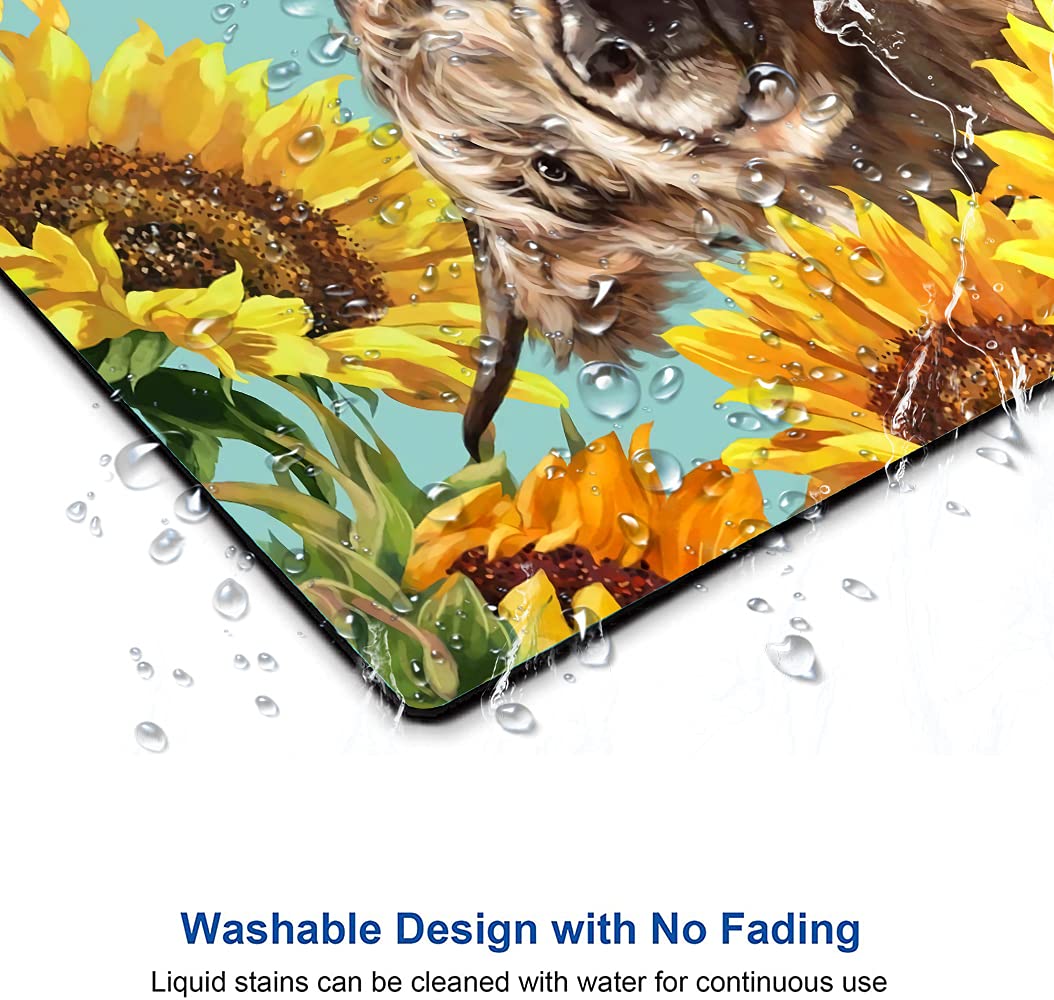 Custom Highland Cow with Sunflowers Mouse Pad - Non-Slip Rubber Base, Waterproof Square Mousepad for Office & Laptop (9.5