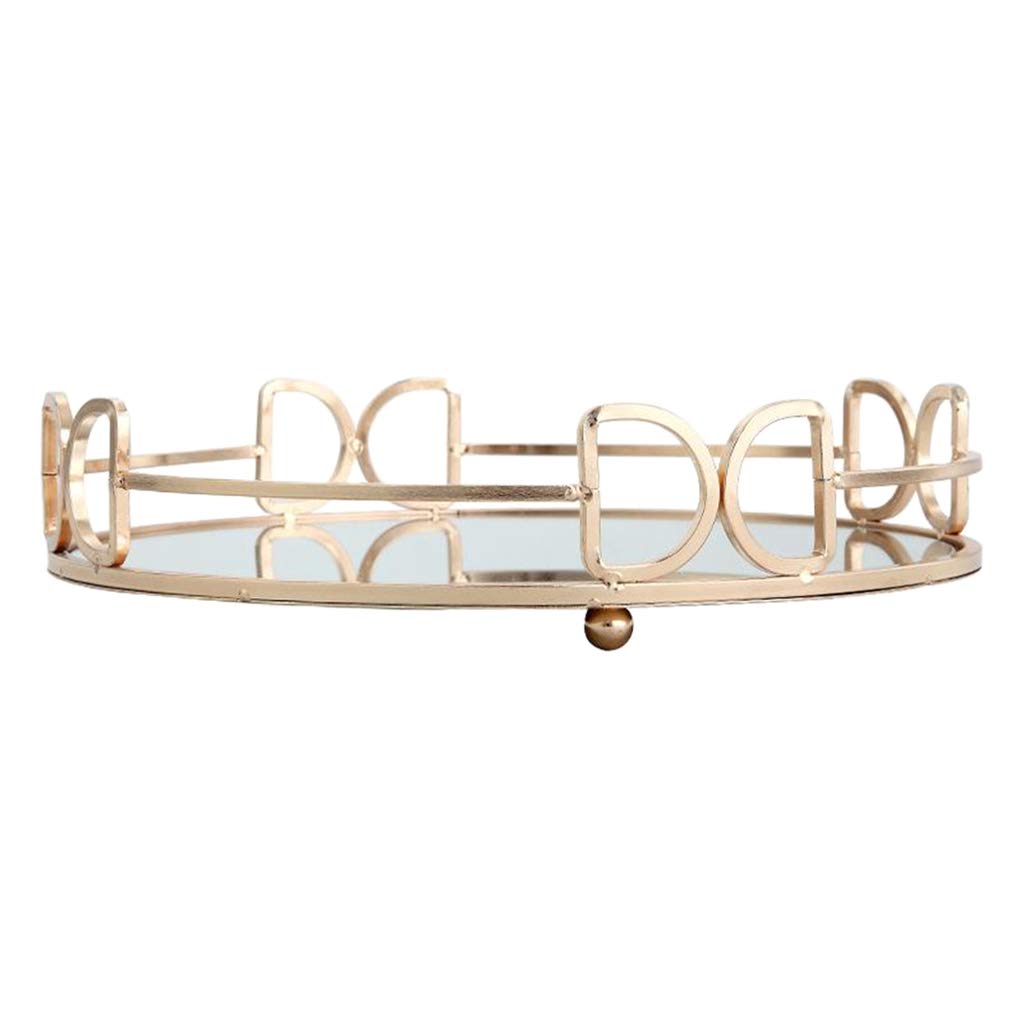 Nordic Style Round Mirror Serving Tray - 12 Inch Jewelry Organizer for Necklaces, Earrings, Rings & Bracelets - Perfect for Vanity, Dresser & Bathroom Storage