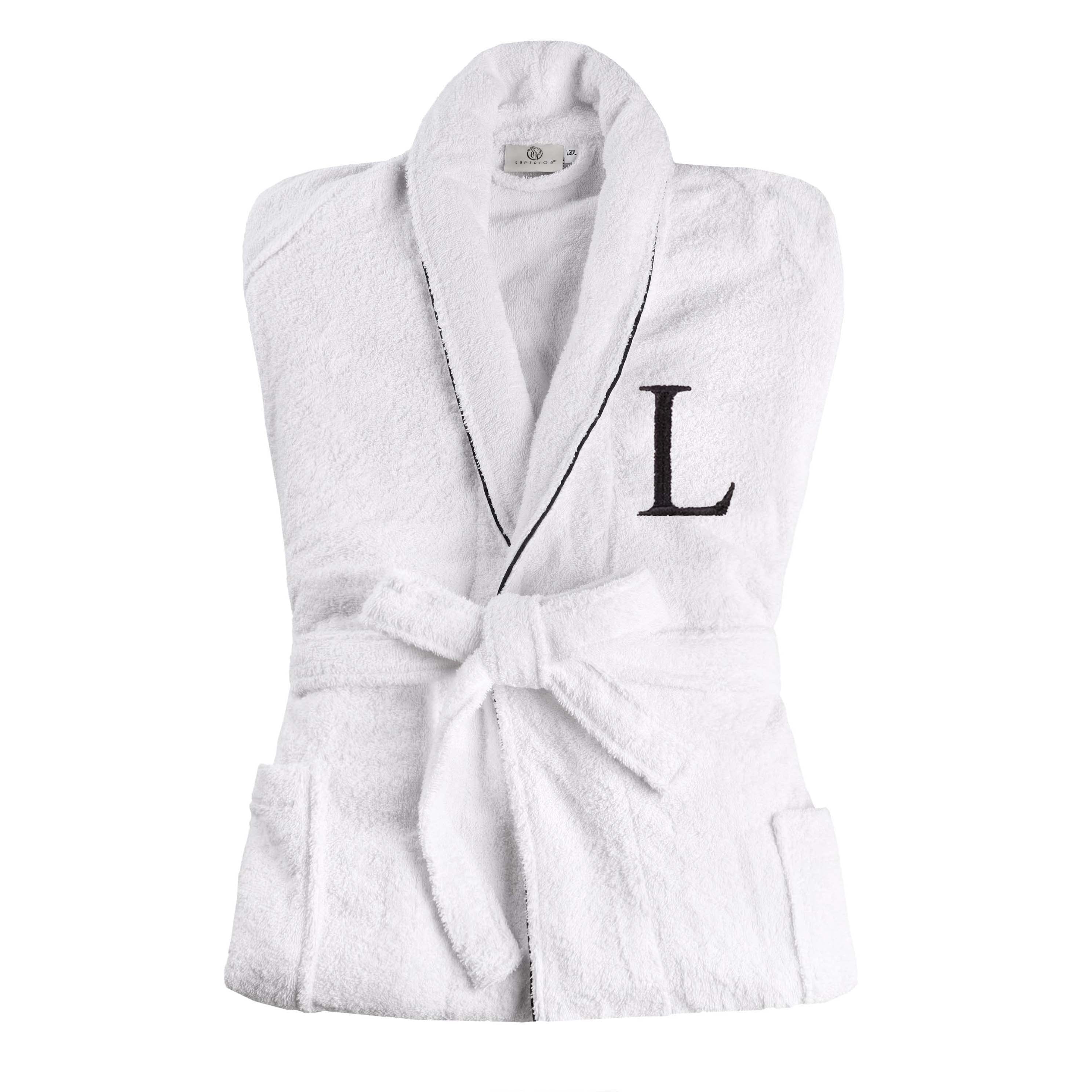Premium Cotton Unisex Bathrobe for Adults - Soft, Fluffy & Highly Absorbent - White Embroidered Spa Robe for Relaxation, Hotels & Home Comfort