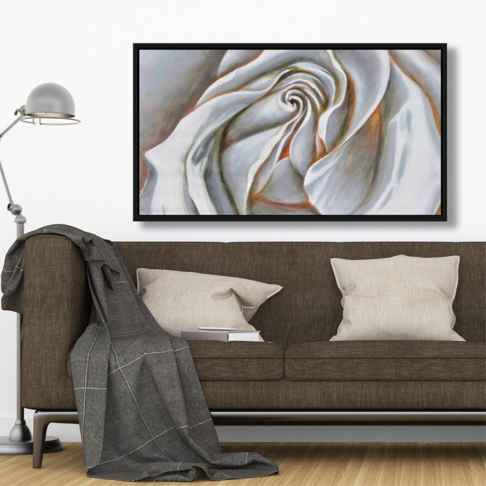 Elegant White Rose Canvas Framed Print - Premium Home Decor for Living Room, Bedroom & Office Wall Art