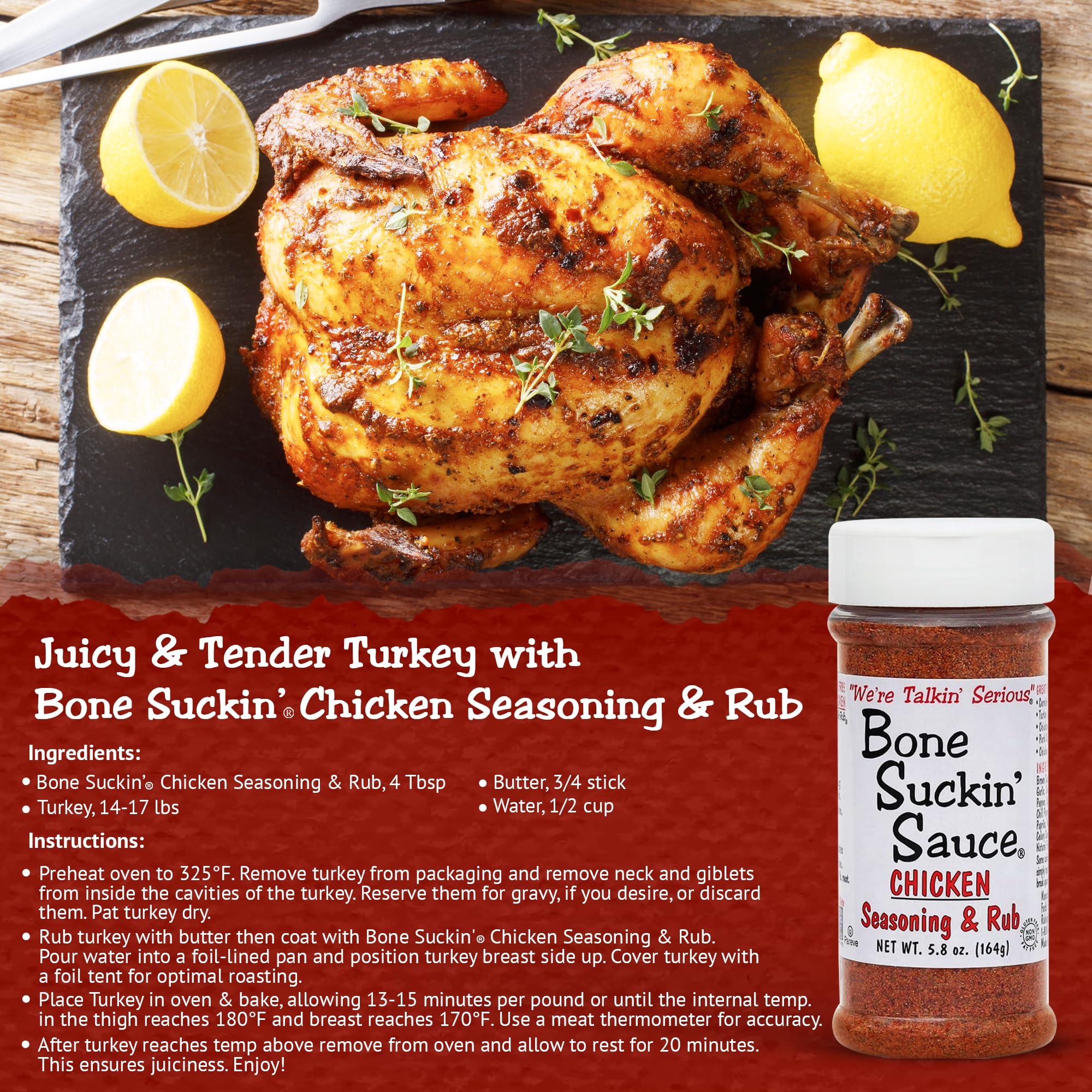 Bone Suckin' Sauce Poultry Rub Seasoning - 5.8oz (Pack of 12) - Perfect for Grilling Chicken, Turkey & BBQ - All Natural Spice Blend for Smokers, Roasting & Outdoor Cooking