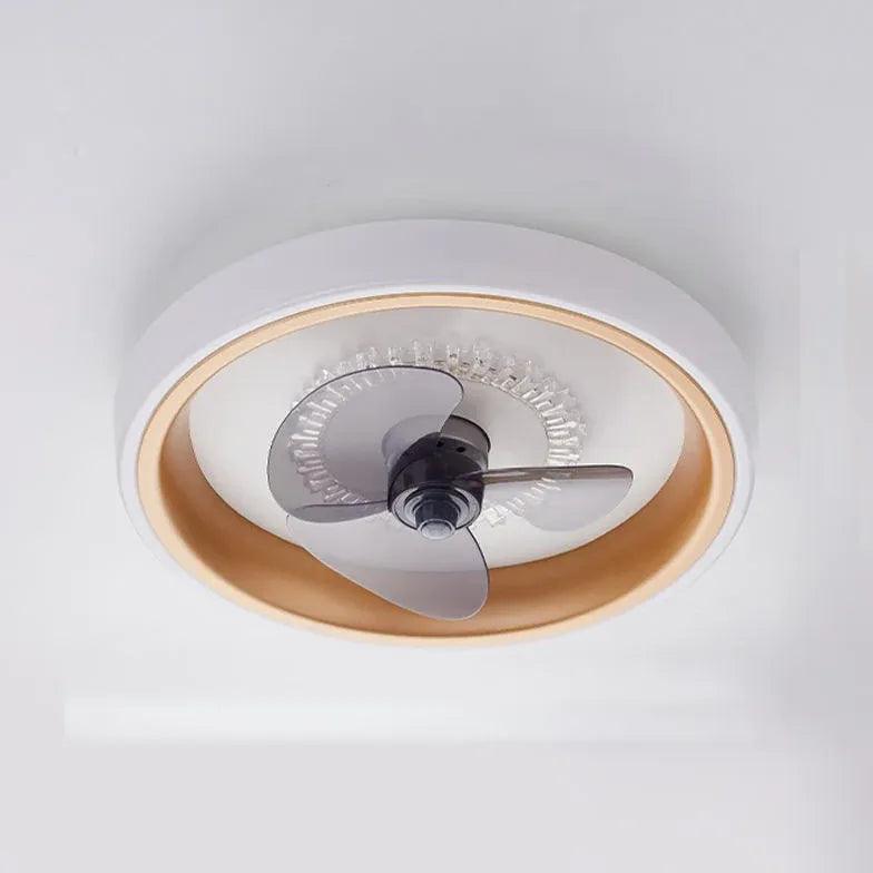 Modern Round Clear Glass Ceiling Fan with LED Light - Perfect for Living Room, Bedroom, and Office Spaces