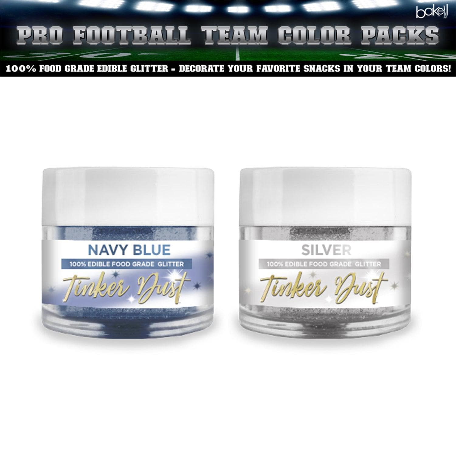 Cowboys Football Navy Blue & Silver Tinker Dust® Glitter Set - Perfect for Game Day, Tailgating & Football Party Decorations