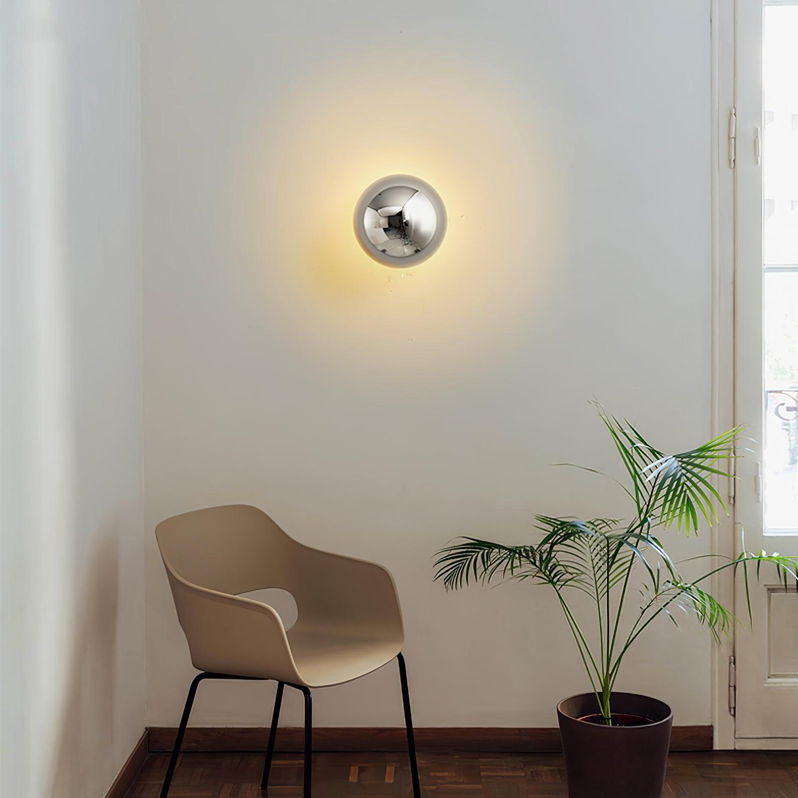 Aurum Sphere Wall Sconce Light Fixture - Modern Gold LED Wall Lamp for Living Room, Bedroom, and Hallway Decor - Perfect for Ambient Lighting and Home Interior Design