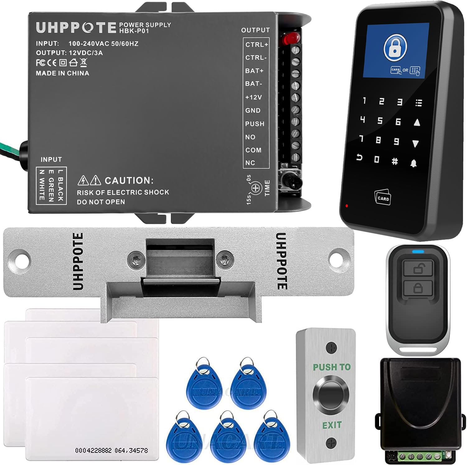 UHPPOTE 125KHz EMID RFID Card Single-Door Access Control Kit - Complete Security System for Offices, Homes & Gated Communities