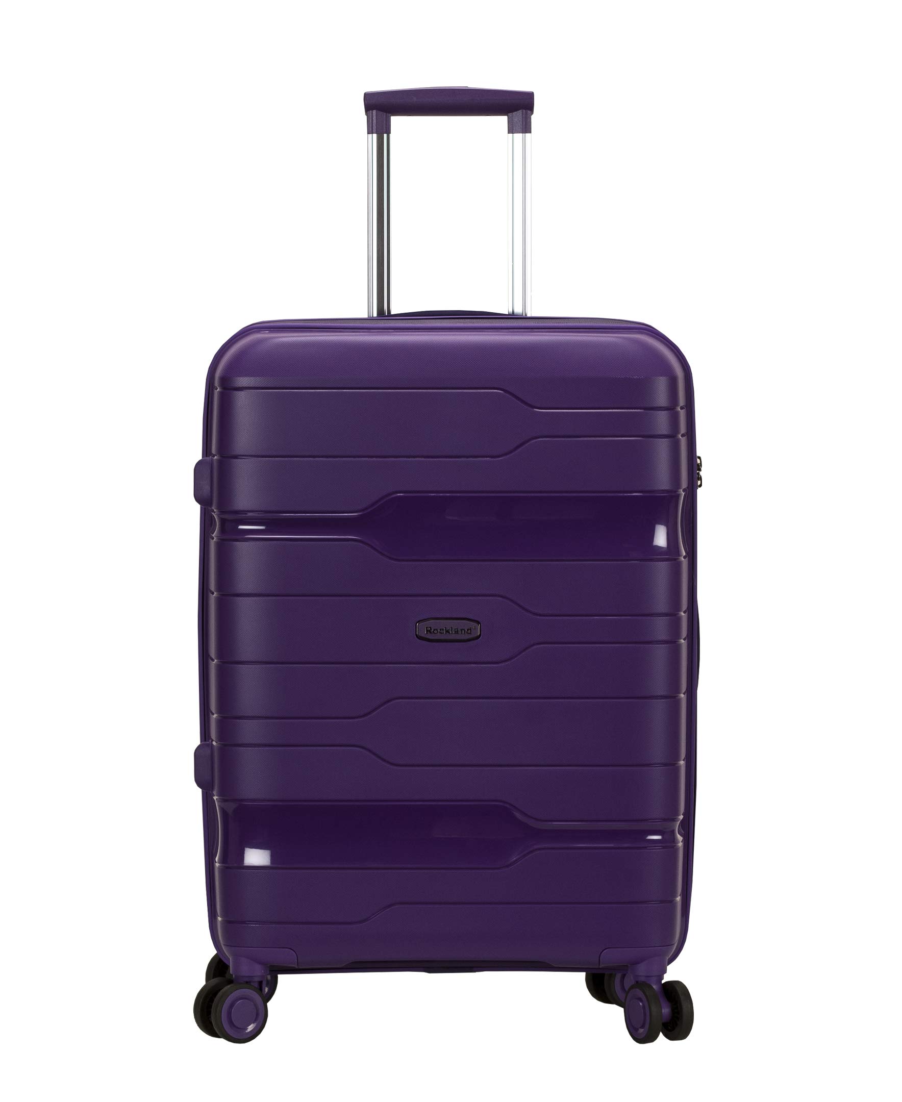 Rockland Linear Hardside Spinner Wheel Luggage Set - 3-Piece (19/23/27 Inch) Purple Suitcases for Travel, Lightweight & Durable Carry-On & Checked Bags - Perfect for Family Vacations, Business Trips & International Travel