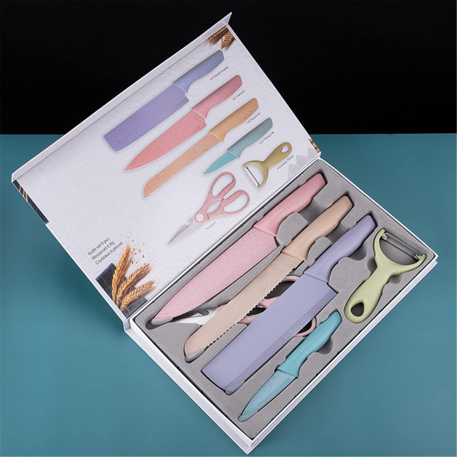 Colorful 6-Piece Straw Knife Set for Kitchen, Dining & Bar - iLOOSKR Multicolor Gift Home Set | Perfect for Parties, Picnics, and Outdoor Events