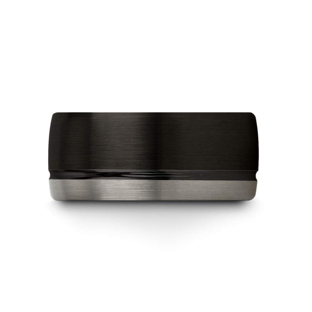 10mm Tungsten Carbide Wedding Band Ring for Men & Women - Blue Black Offset Line, Dome Grey Exterior, Half Brushed & Polished - Custom Engraved Anniversary & Engagement Ring for Couples (Perfect for Weddings, Proposals & Romantic Gifts)
