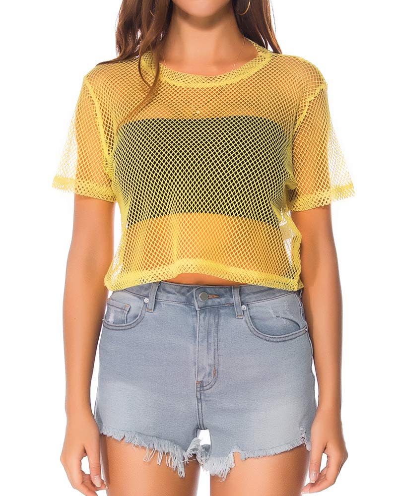 CLOZOZ Women's Mesh Fishnet See-Through Tops - Trendy Going Out Shirts for Parties & Nightlife | Breathable Summer Fashion Top for Clubbing, Concerts & Date Nights