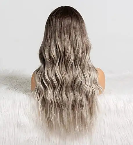 Long Wavy Synthetic Wig with Natural Center Part - Perfect for Cosplay, Halloween, and Daily Fashion Styling