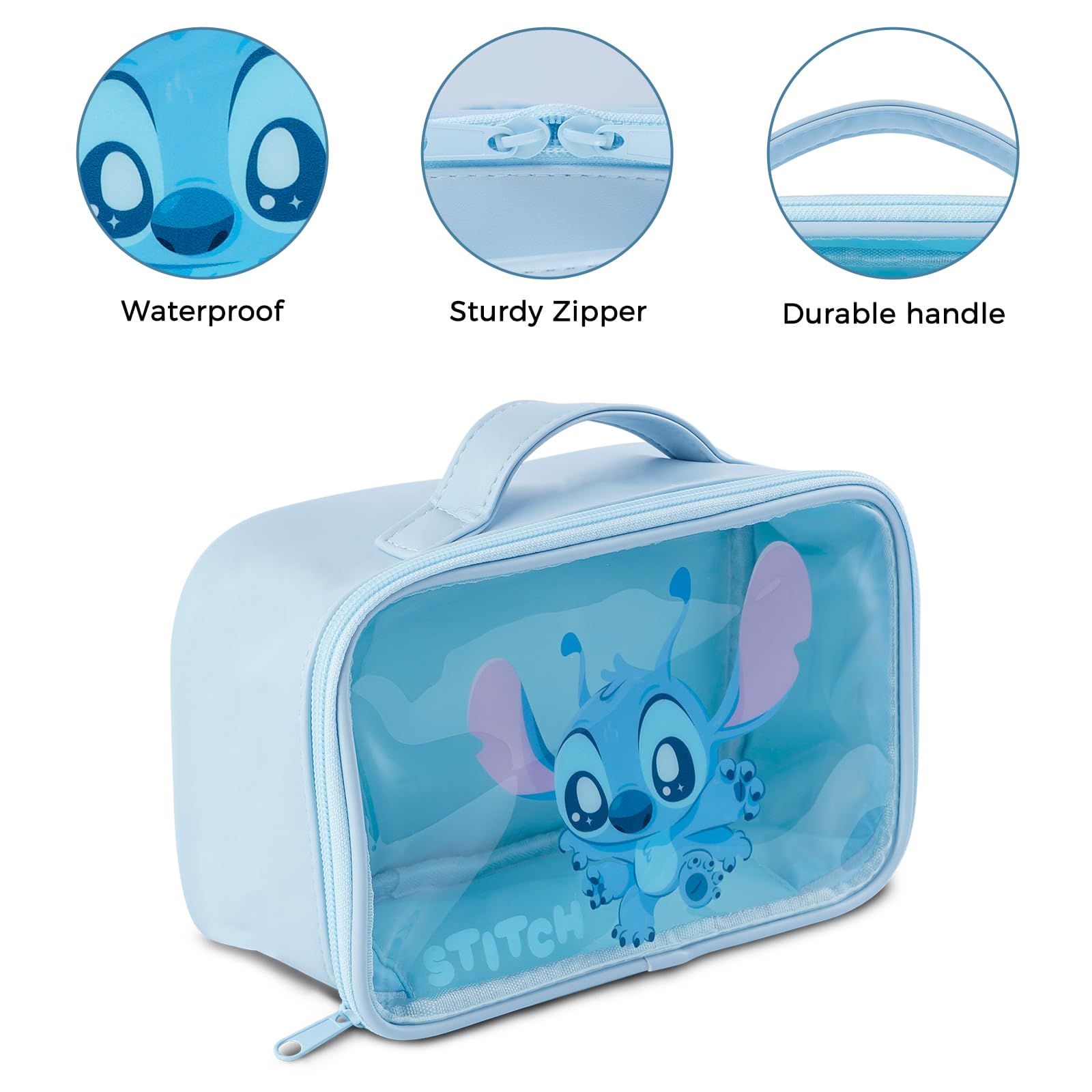 Cute Stitch Large Makeup Bag - Transparent Cosmetic & Toiletry Travel Organizer for Women | Portable Clear Handheld Bathroom Bag | Perfect for Travel, Gym & Daily Essentials Storage (TMMUB-Stitch B)