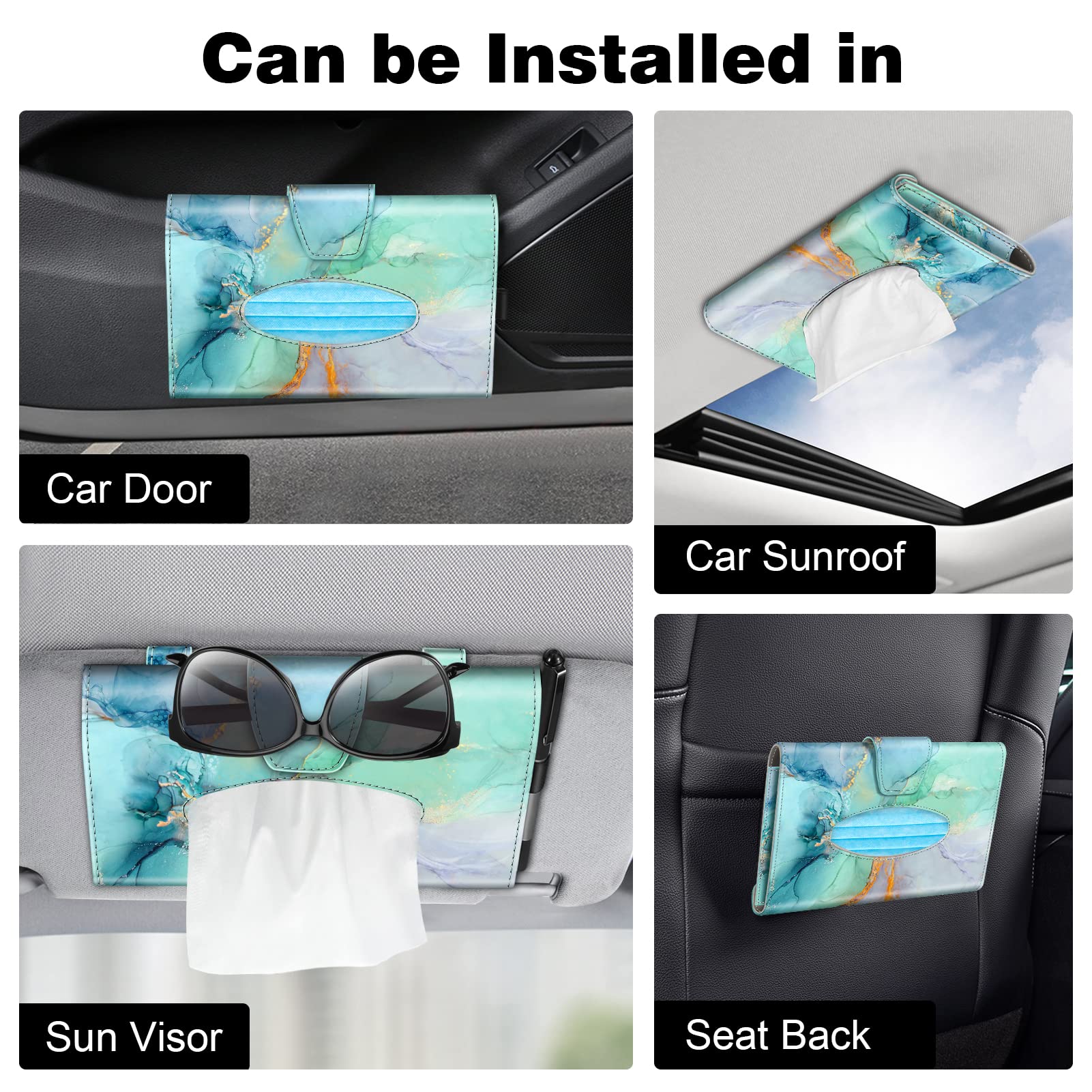 Car Visor Tissue Holder - PU Leather Napkin & Mask Organizer for SUV Truck | On-the-Go Convenience