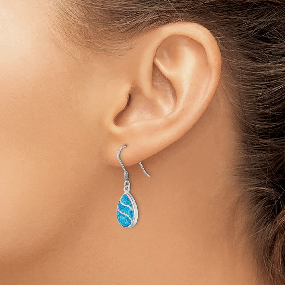 925 Sterling Silver Teardrop Dangle Earrings with Genuine Opal Inlay - Elegant Handmade Jewelry for Women, Perfect for Weddings, Parties & Special Occasions