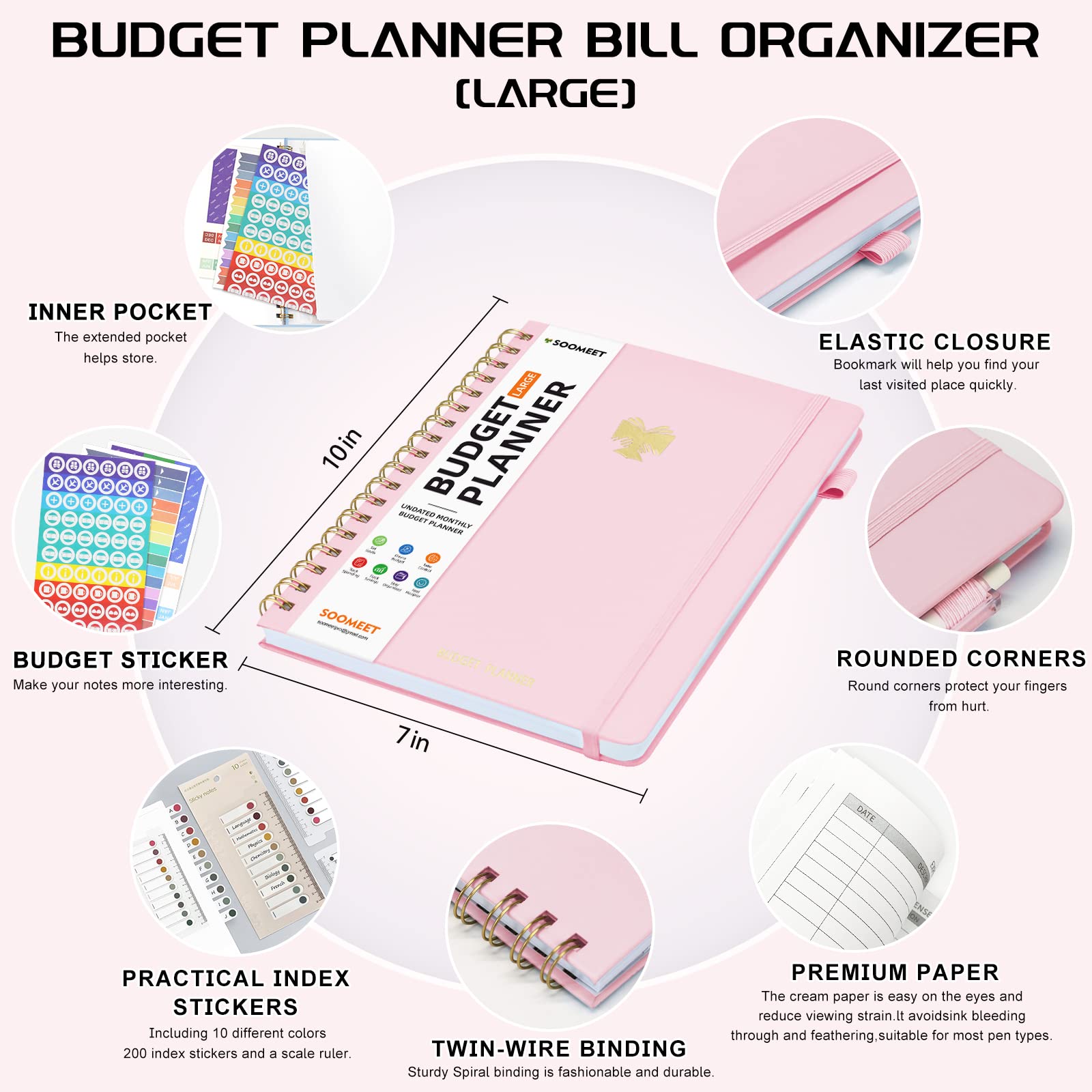 2025-2026 Budget Planner - Monthly Bill Organizer with Pockets | Undated Financial Planner with Expense Tracker Notebook & Budgeting Journal | Large 7