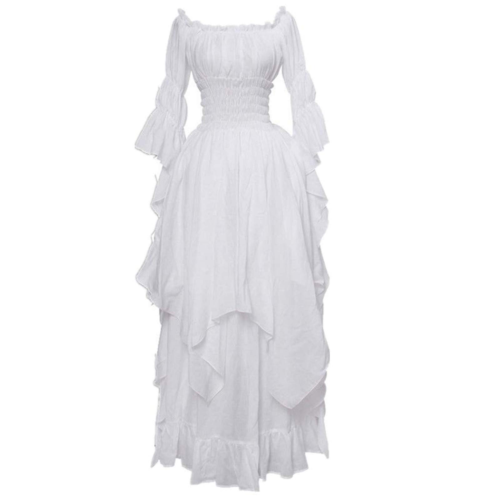 Plus Size Medieval Dress for Women - Vintage Victorian Gothic Dress with Puff Sleeves & Off Shoulder Ruffles | Renaissance Fair, Cosplay, Halloween Costume
