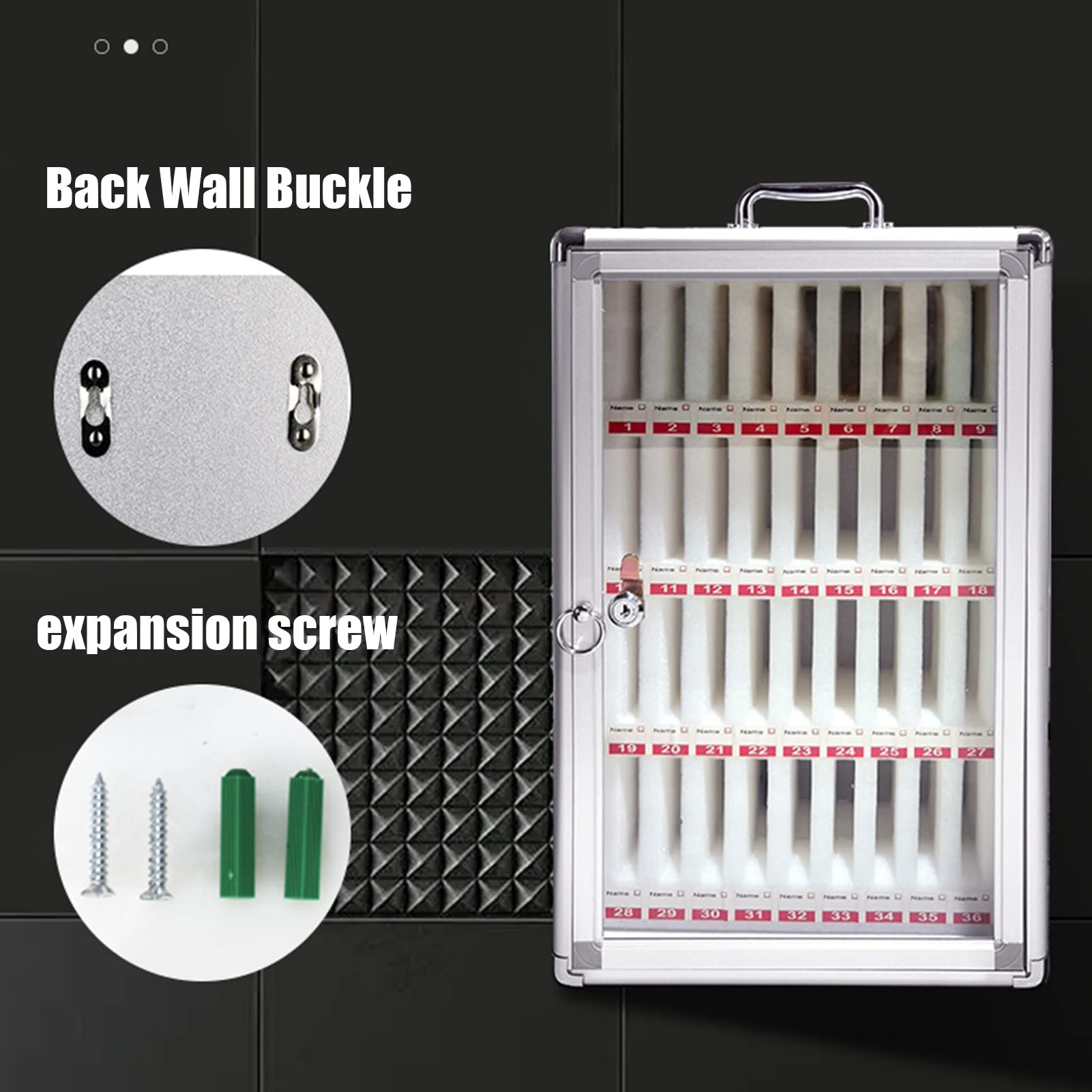 36-Slot Wall-Mounted Aluminum Alloy Phone Locker Cabinet - Secure Mobile Device Storage for Schools, Offices & Gyms - Lockable Cell Phone Management Box (36 Bits, Silver)