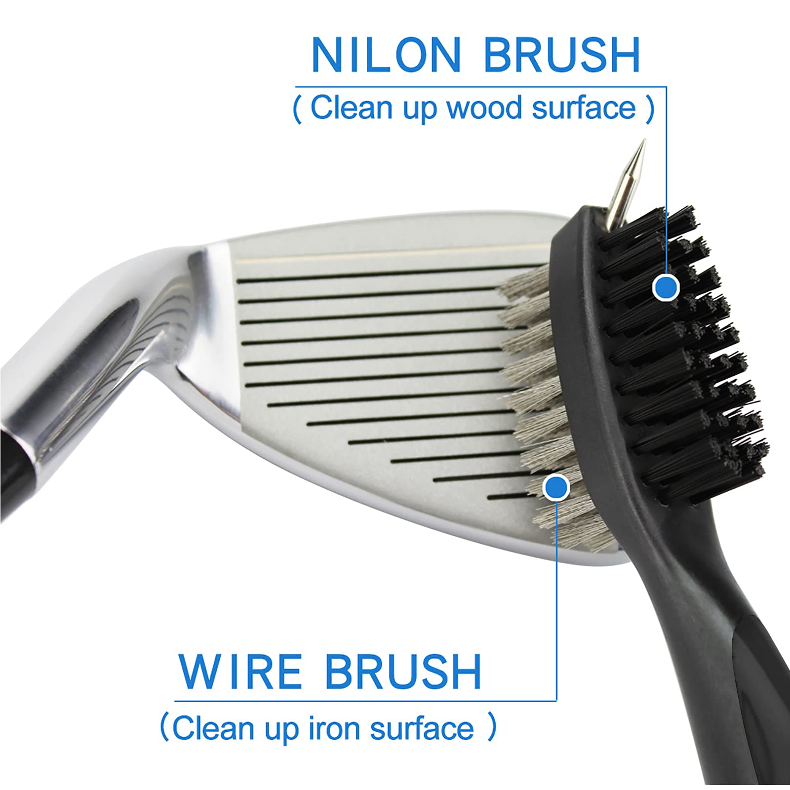 VIPMOON Golf Club Groove Sharpener Tool - Premium Golf Brush & Groove Cleaner with Retractable Zip-line Aluminum Carabiner | Wedge & Iron Groove Sharpener for U & V-Grooves | Essential Golf Accessories for Men | Perfect for Driving Range Practice & Course Maintenance