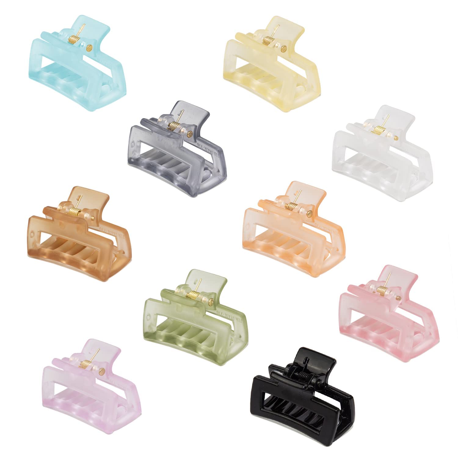 BELICIA Small Claw Hair Clips for Women & Girls - 1.5 Inch Mini Hair Jaw Clips for Thin to Medium Thick Hair - Matte Rectangle Nonslip Hair Clips with Gift Box (Black & Clear) - Perfect for School, Work, Travel & Everyday Hairstyles