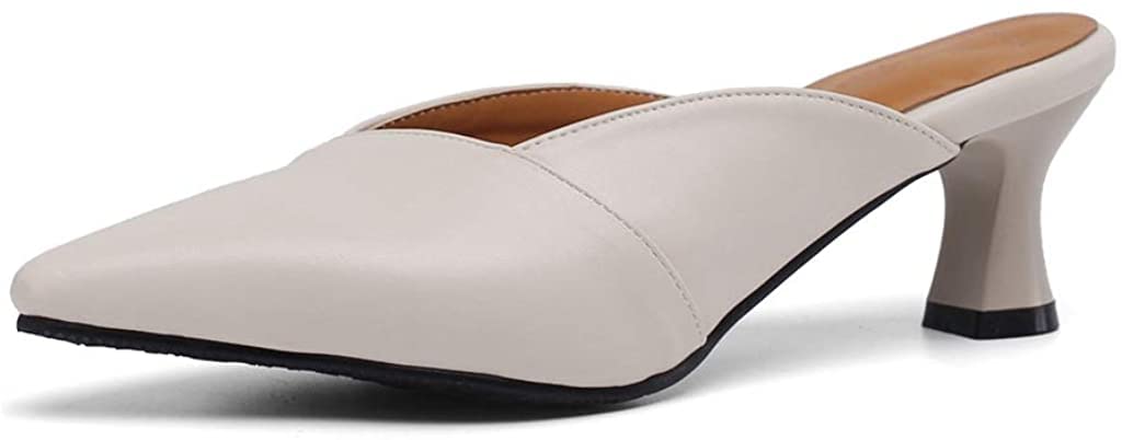 LINNE Women's Kitten Heel Mules - Open Back Pointed Toe Slip On Sandals - Comfortable Dress Pumps for Daily Wear & Outdoor Occasions - Perfect for Office, Parties & Date Nights