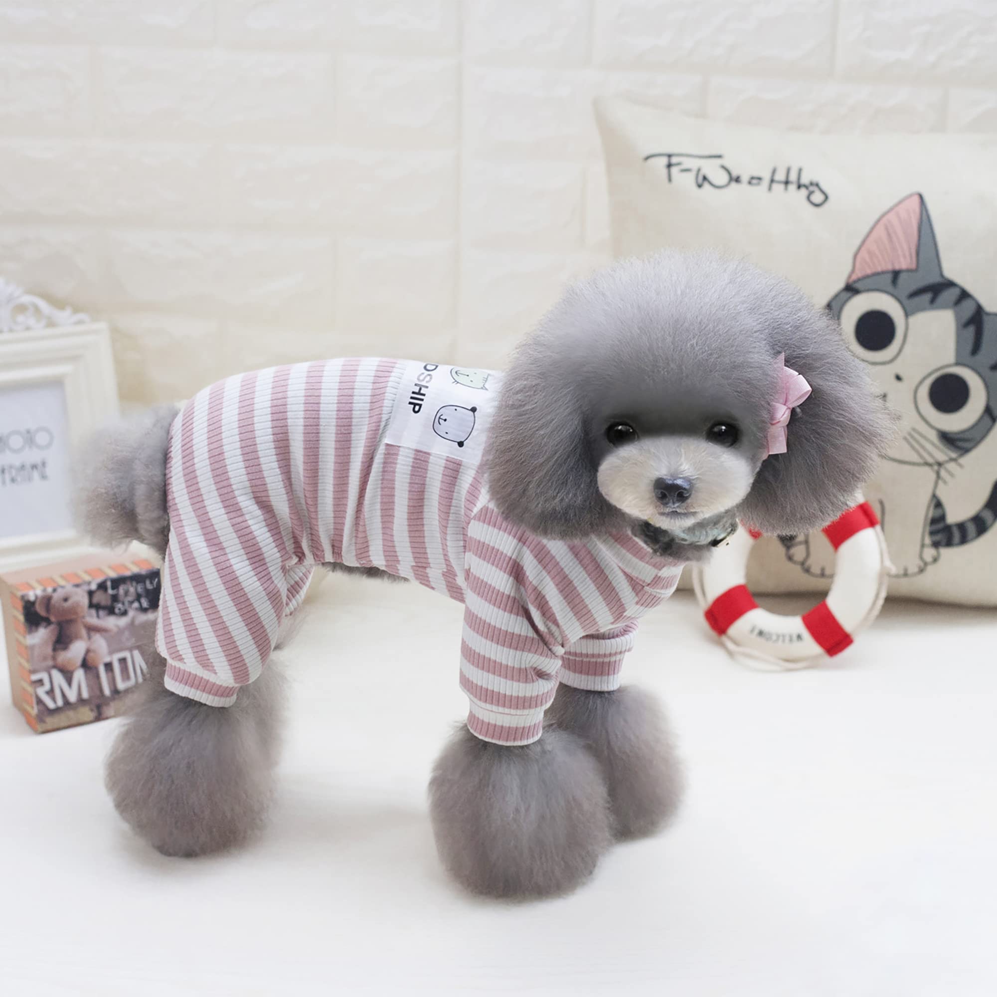 Small Dog Pajamas for Girls - Warm Long Sleeve Onesie Outfit for Puppy Playtime & Sleep