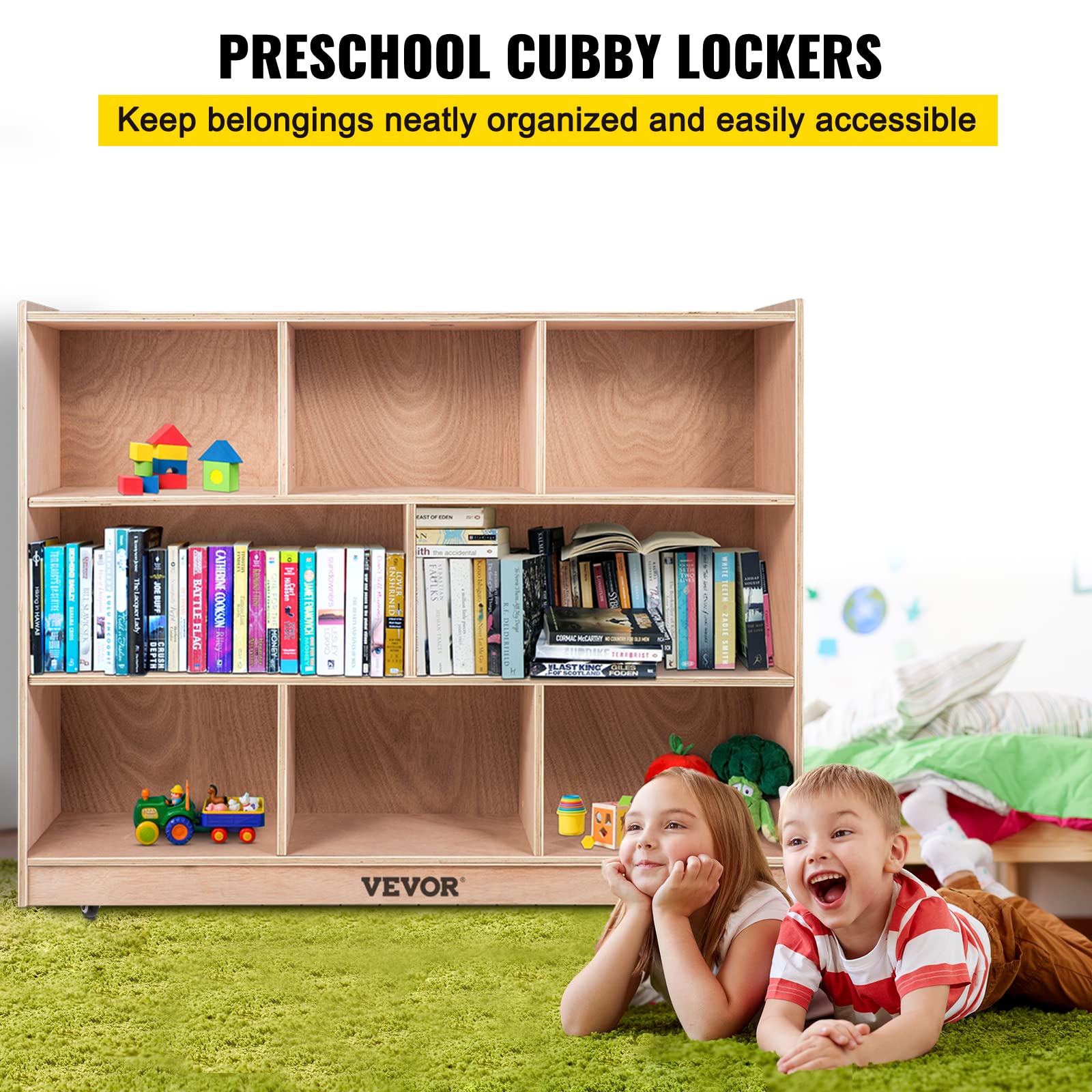 Happybuy 8-Section Classroom Cubbies Storage Cabinet - Organizer for Kids' Toys, Books & Supplies - Perfect for Home, School & Kindergarten - Durable Compartment Storage Furniture for Daycare & Playrooms