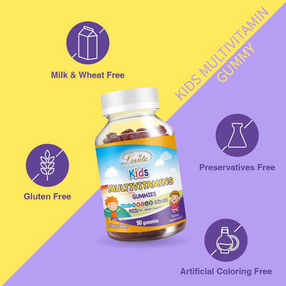Lovita Kids Multivitamin Gummies - 90 Count | Delicious Vitamin Supplement for Children's Daily Health & Immune Support | Perfect for Picky Eaters & On-the-Go Nutrition
