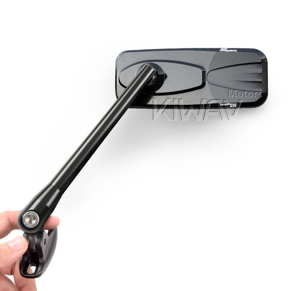 KiWAV Black Motorcycle Mirrors - Fairing Mount with Adapter Compatible for Ducati Panigale 899 959 1199 1299 - Sleek Design for Enhanced Visibility & Safety on Road Trips