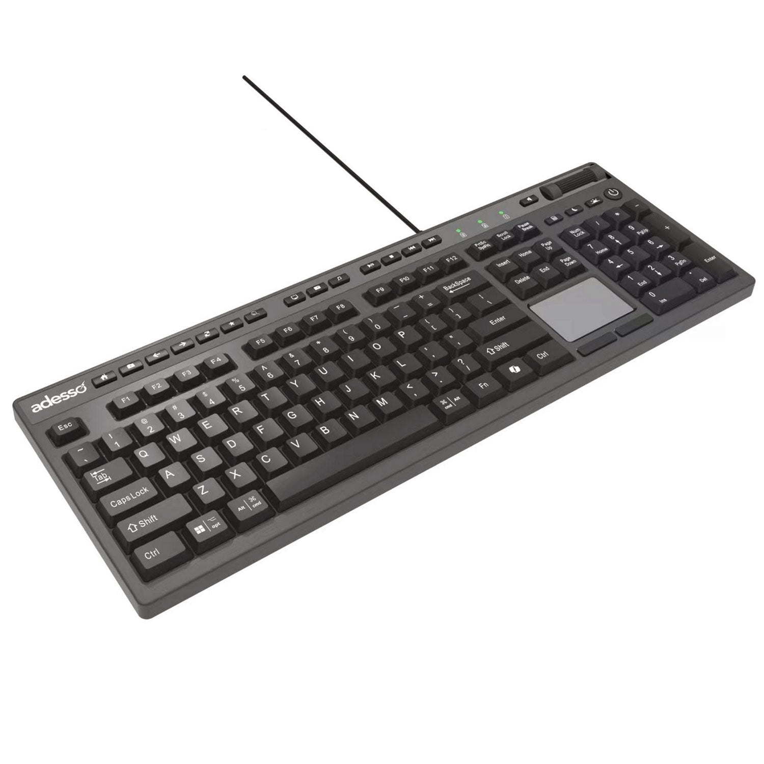 Adesso CyberTouch Wireless Desktop Keyboard with Built-in Touchpad - Black | Ergonomic Design for Home, Office & Gaming Use