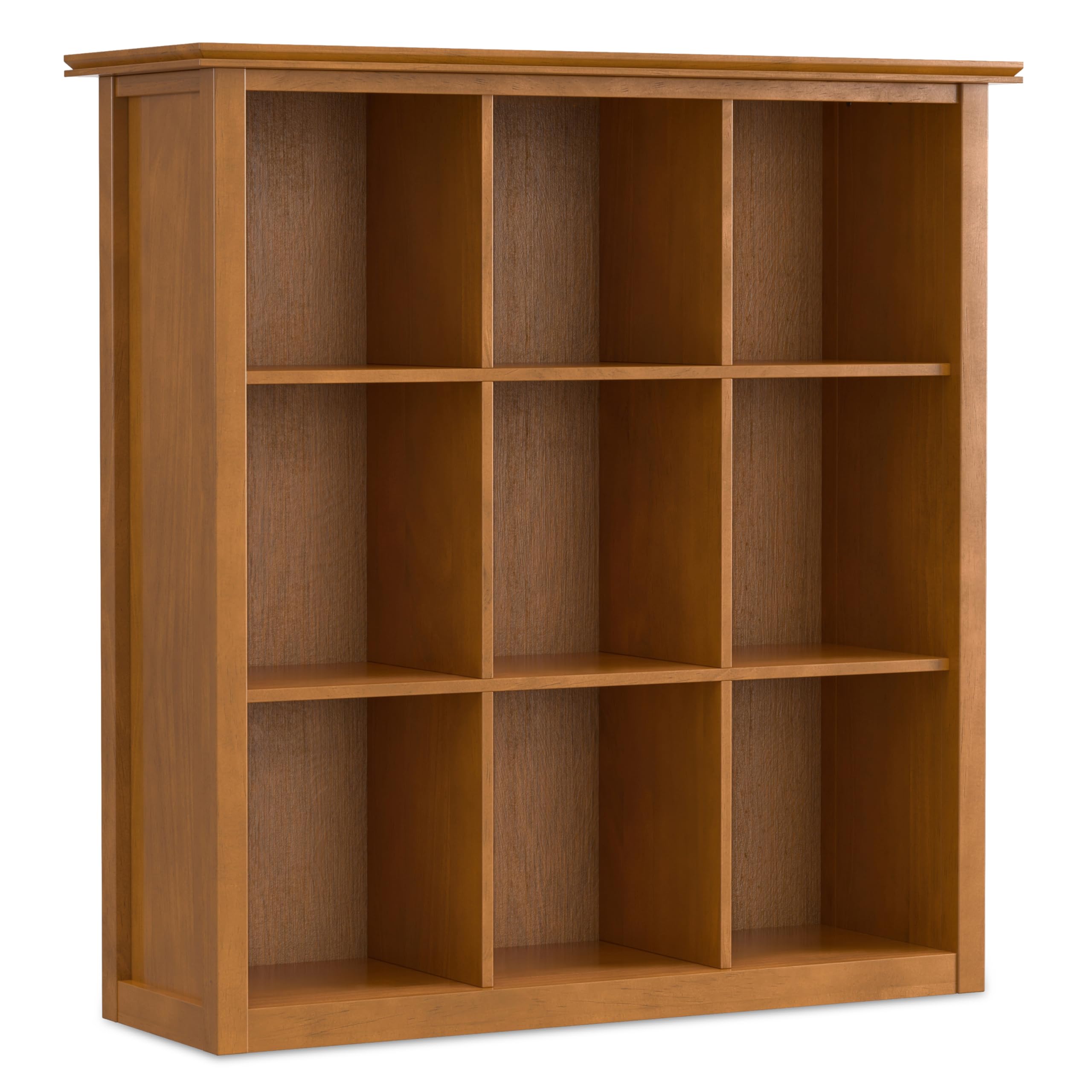 SIMPLIHOME Acadian 44 Inch Solid Wood 9-Cube Bookcase & Storage Unit, Light Golden Brown - Transitional Style for Living Room, Study, Office & Home Organization