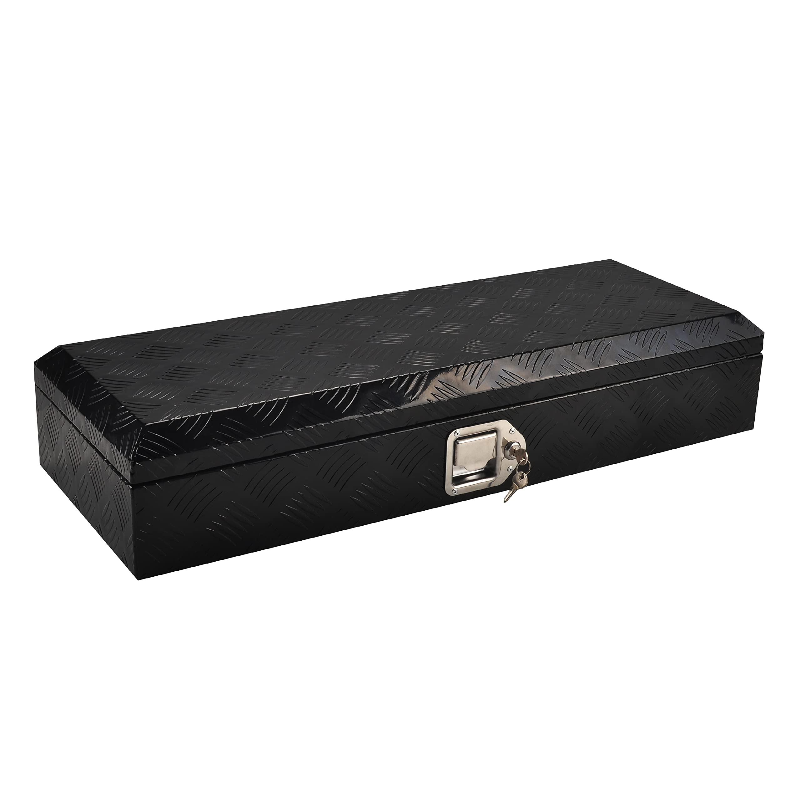 34.5 Inch Aluminum Truck Bed Tool Box with Lock & Keys - Heavy Duty Underbody Storage Organizer for Pickup, RV, Trailer (34.5
