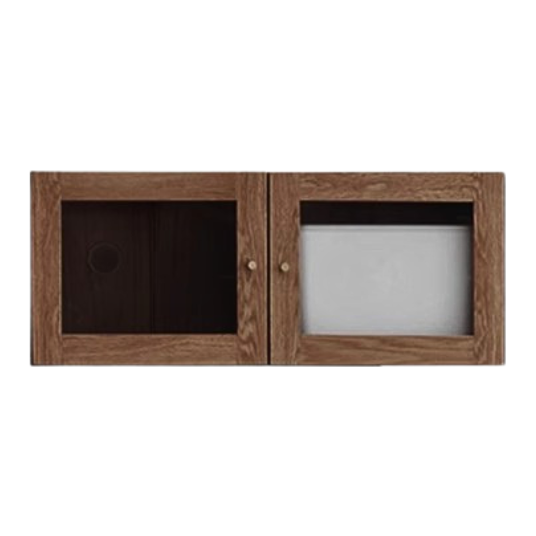 Solid Oak Wood Cabinet with Bookcase - Stylish Storage for Home Office, Living Room & Bedroom
