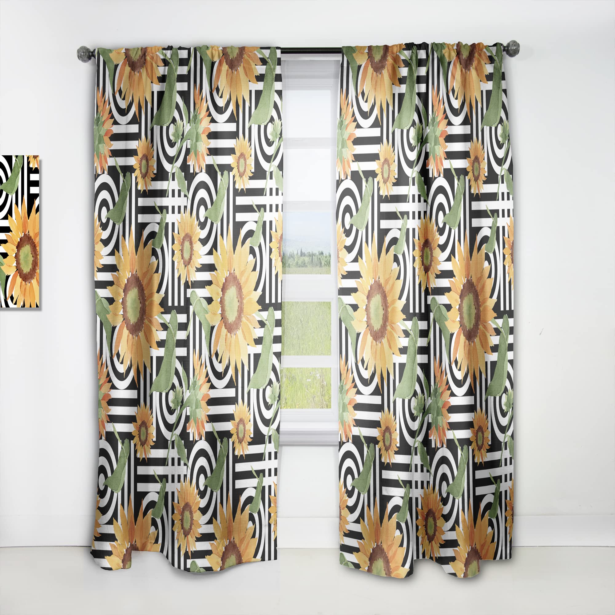 DesignQ Retro Floral Botanical II Thermal Insulated Curtains - Single Panel 52x84 - Elegant Window Treatments for Bedroom & Living Room | Perfect for Home Decor, Privacy & Energy Efficiency